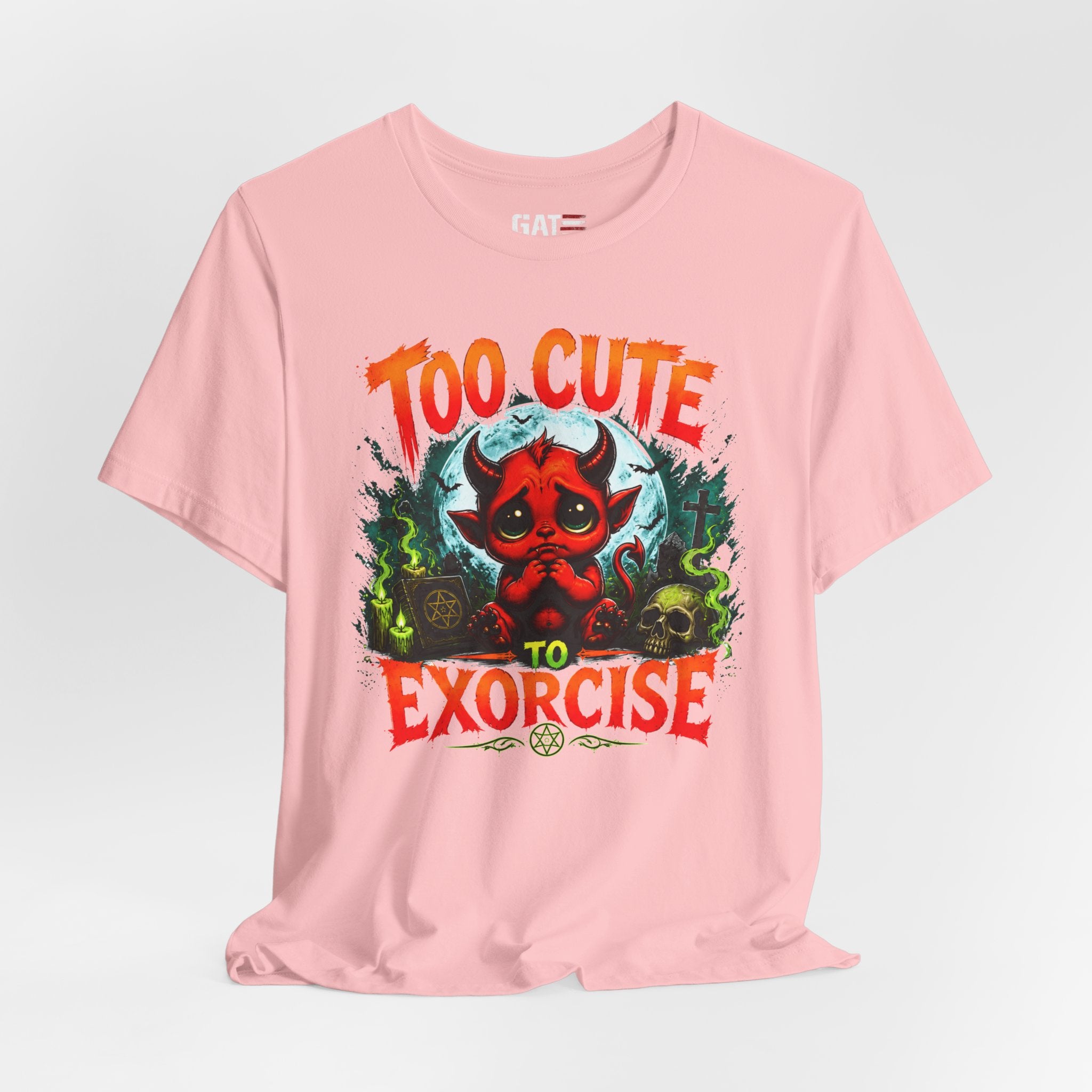 Too Cute to Exorcise T-Shirt — Cute Devil Graphic Tee (Halloween)