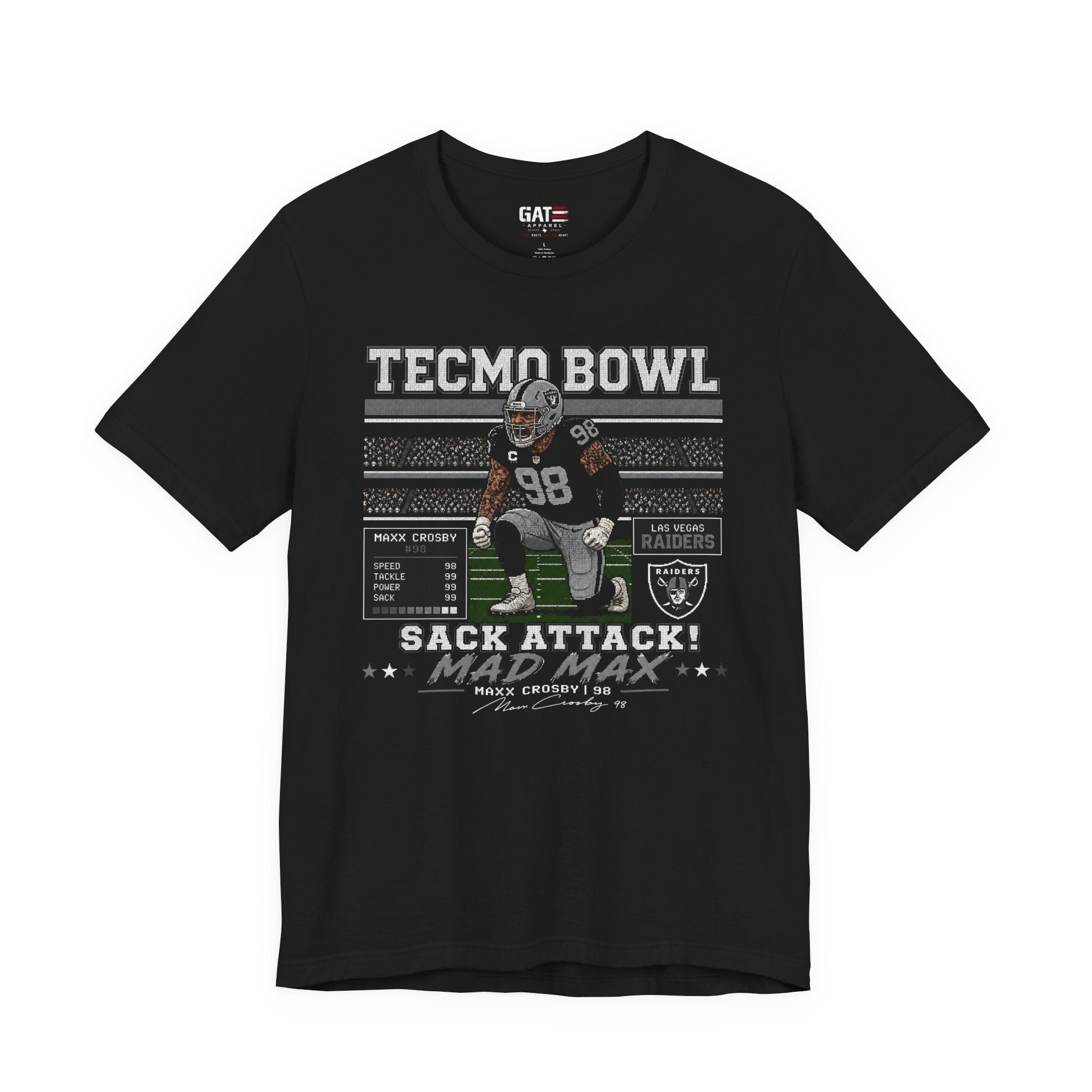 Mad Maxx Crosby Tecmo Bowl Shirt Retro Tecmo Football Tee Vintage Pixel Art Las Vegas Defense Fan Gift Graphic T Shirt