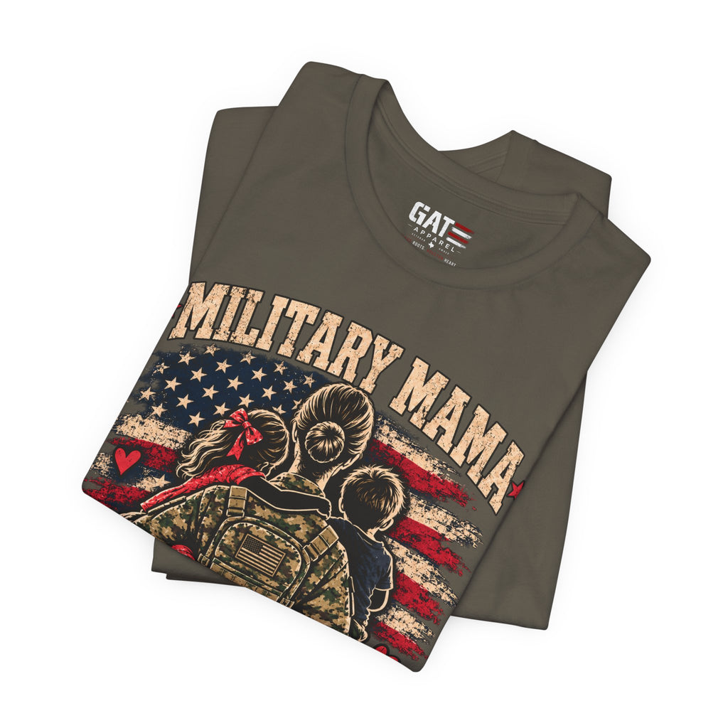 Military Mama T-Shirt – "Serving My Country, Raising My Littles" Patriotic Mom Tee