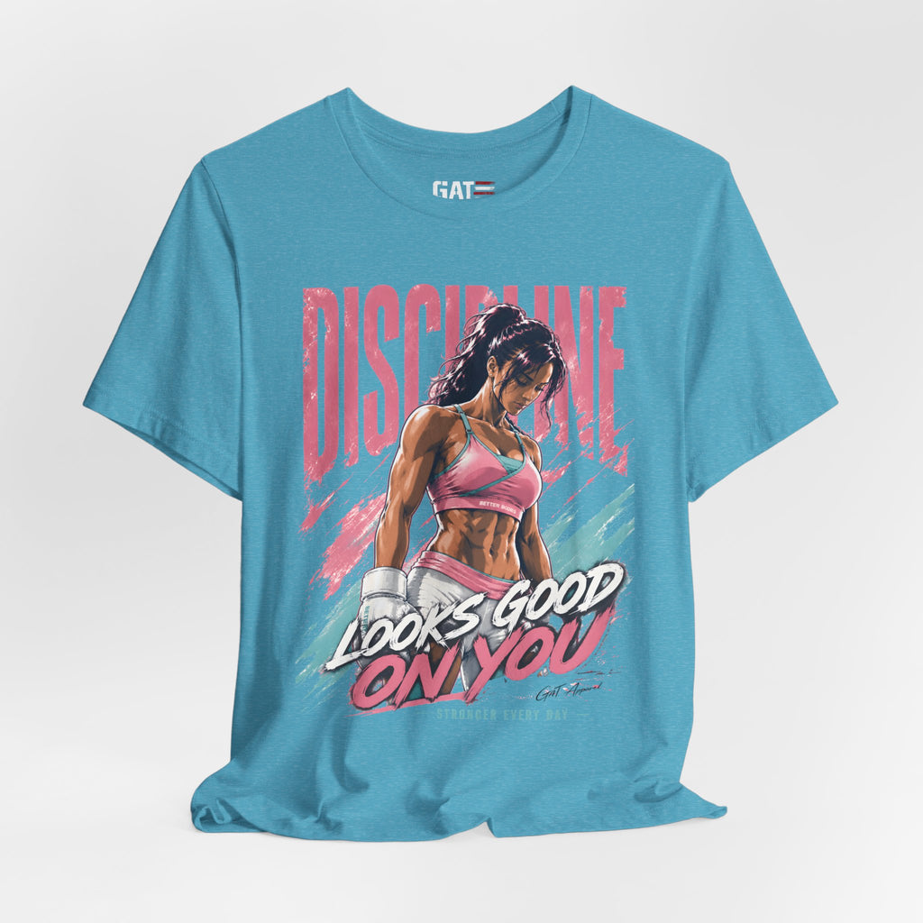 Discipline Looks Good On You Shirt, Women's Gym Shirt, Motivational Workout Tee, Fitness Graphic T Shirt, Cute Gym Apparel, Weightlifting