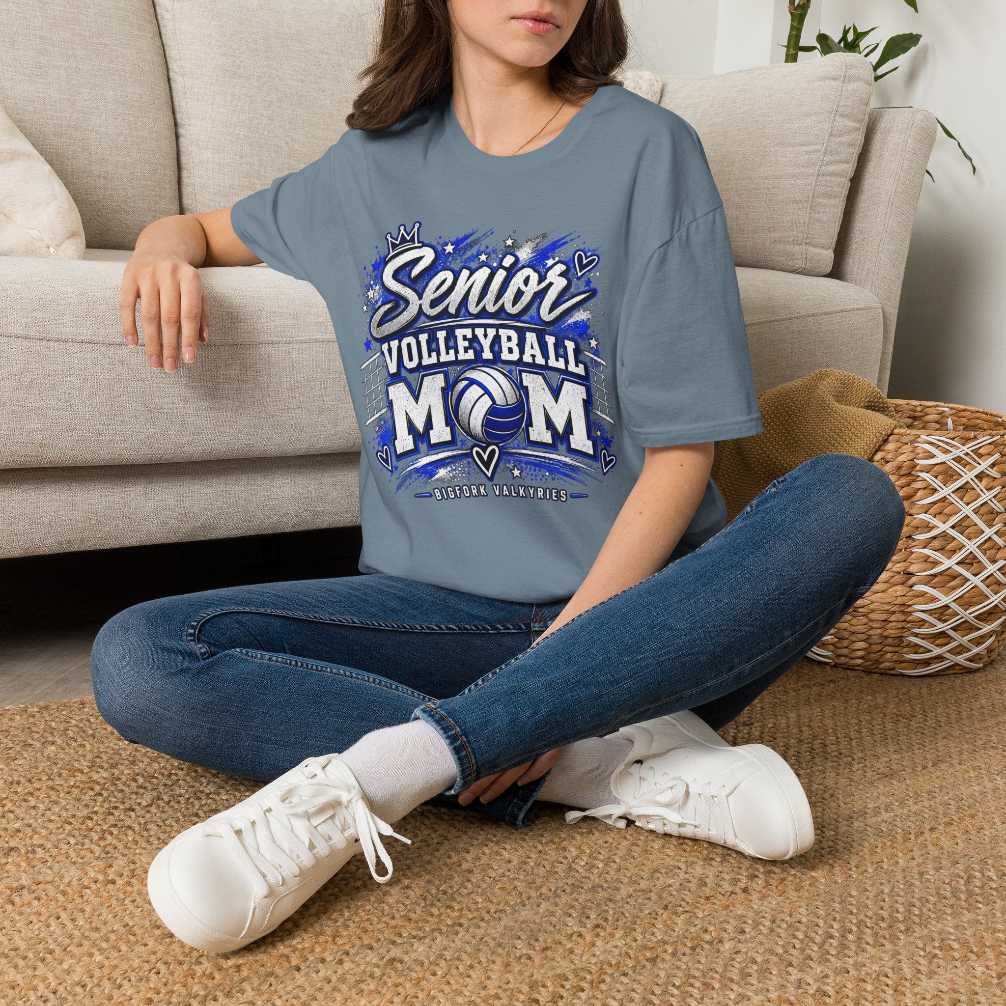 Volleyball Mom Senior Player Photo Tee — Custom Photo Team Name and Number