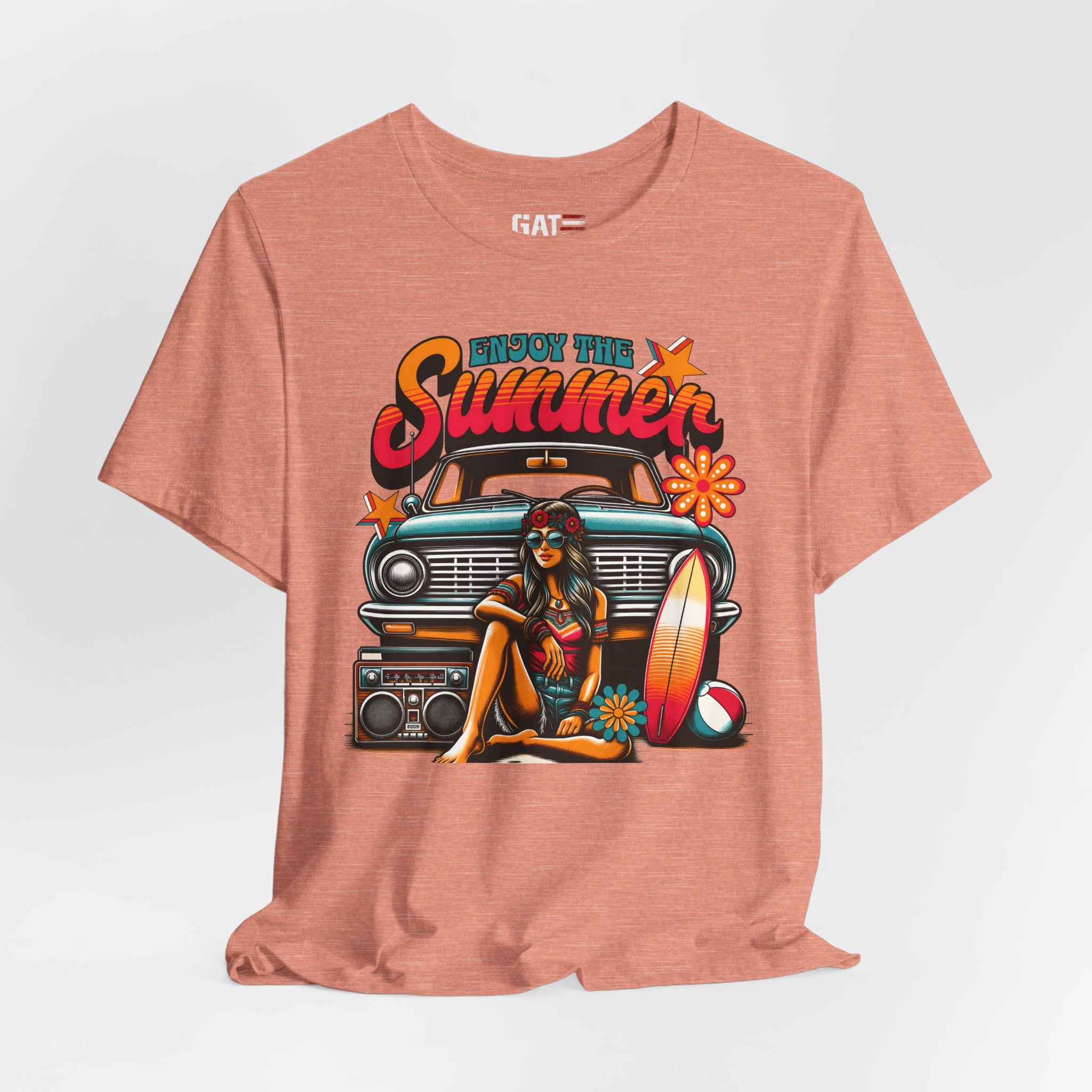 Enjoy The Summer Shirt, Retro Beach Tee, Vintage Surf Shirt, Hippie Summer T Shirt, Boho Vacation Shirt, Groovy Summer Graphic Tee