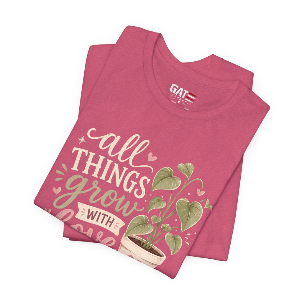 Plant Lover Shirt, All Things Grow With Love Shirt, Gardening Shirt, Botanical Tee, Plant Mom Gift, Flower Lover