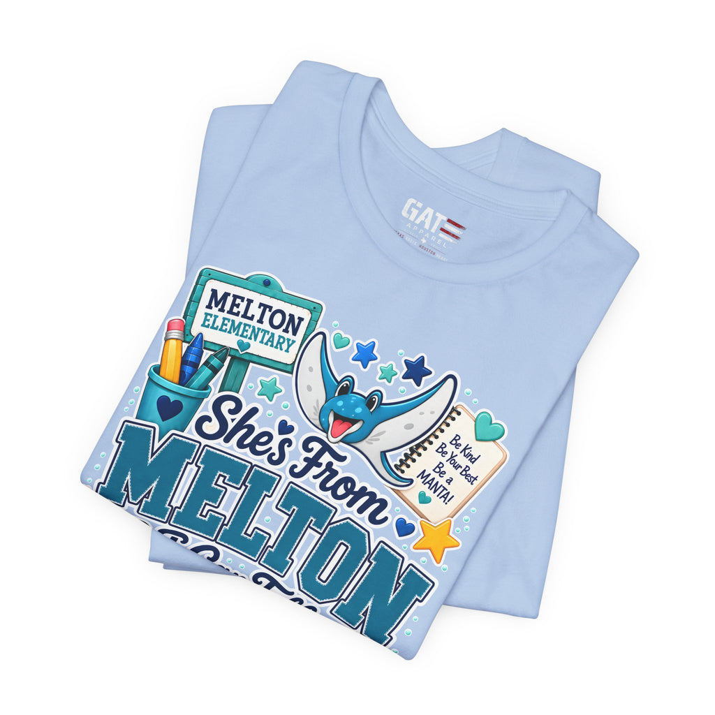 She's From Melton School Tee — Manta Pride Elementary Graphic T‑Shirt