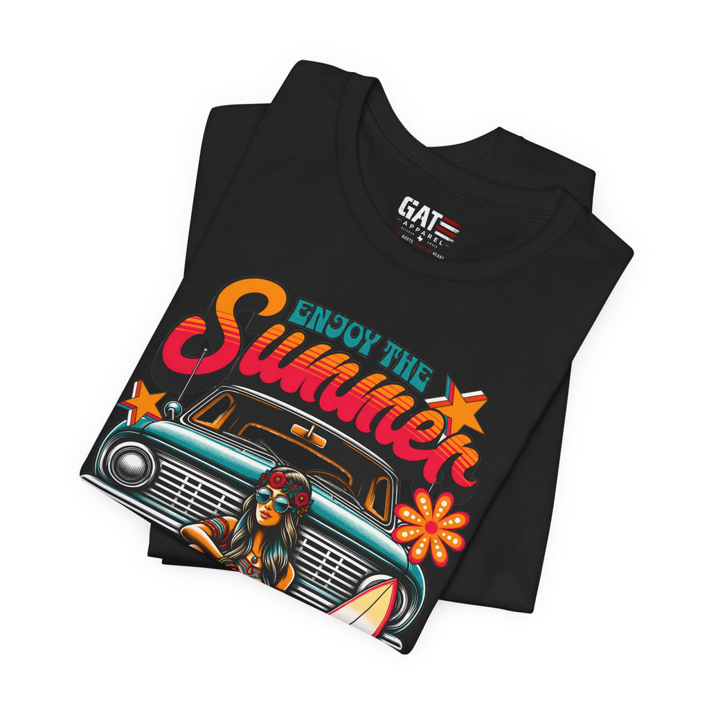 Enjoy The Summer Shirt, Retro Beach Tee, Vintage Surf Shirt, Hippie Summer T Shirt, Boho Vacation Shirt, Groovy Summer Graphic Tee