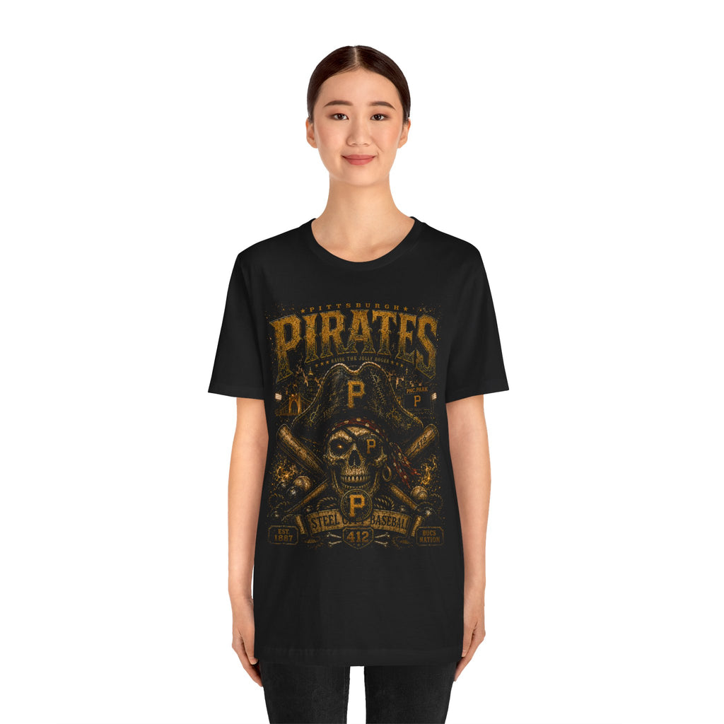 Pittsburg Pirates Skull Baseball Tee — Vintage Pittsburgh Pirates Logo T‑Shirt