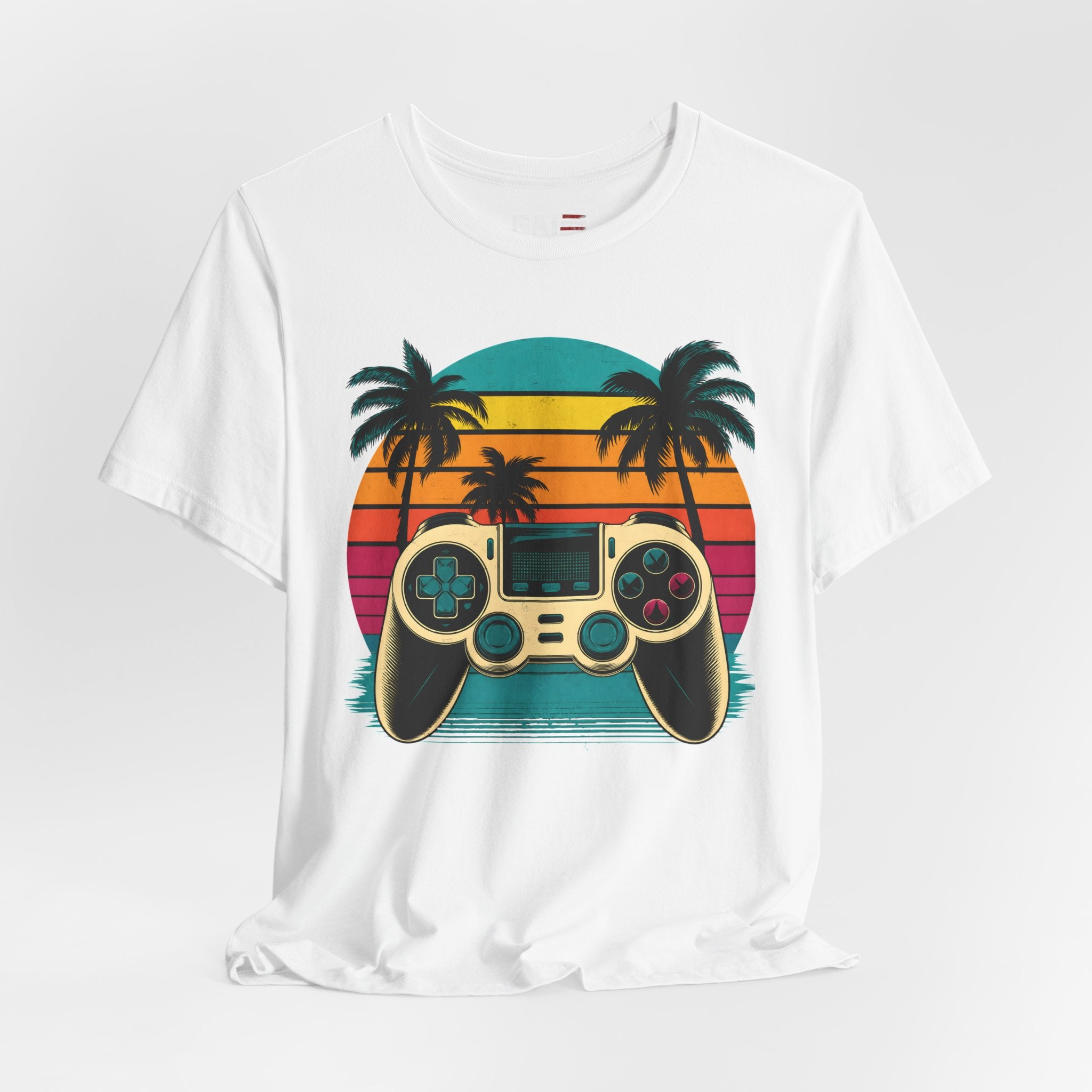 Retro Gaming Shirt, Gamer Sunset Tee, Video Game Controller Shirt, 80s Retro Gamer Gift, Beach Gaming T Shirt