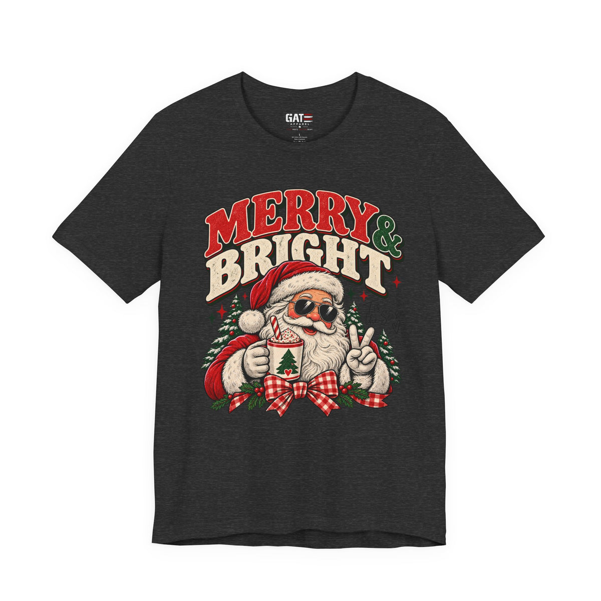 Merry & Bright Santa Shirt | Retro Christmas Graphic Tee