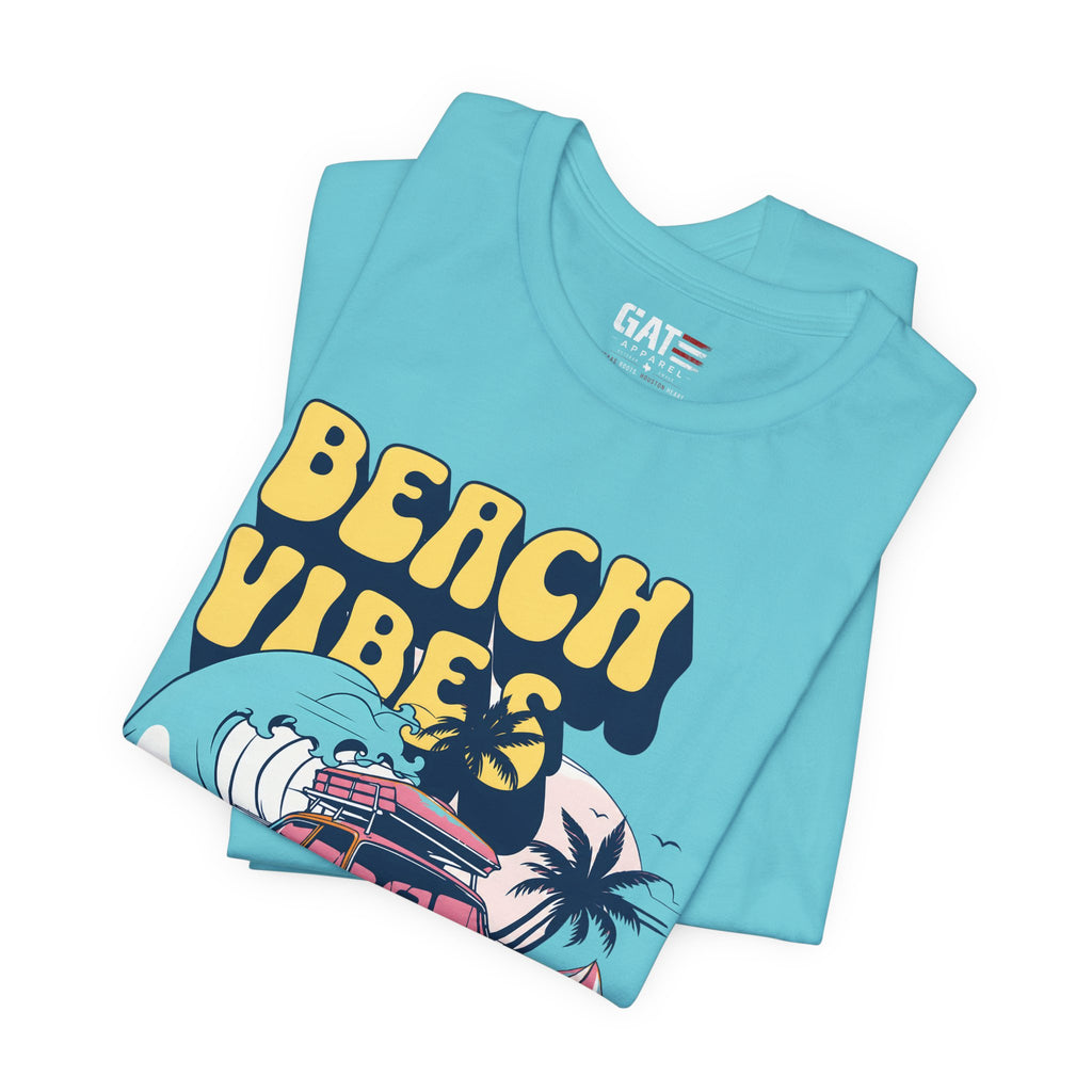 Beach Vibes Shirt, Retro Beach Tee, Vintage Summer Shirt, Coastal Vacation T Shirt, Surf Car Graphic Tee, Groovy Beach Lover Gift