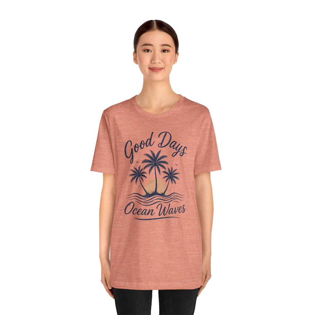 Ocean Waves T-Shirt — "Good Days" Beach Palm Sunset Tee