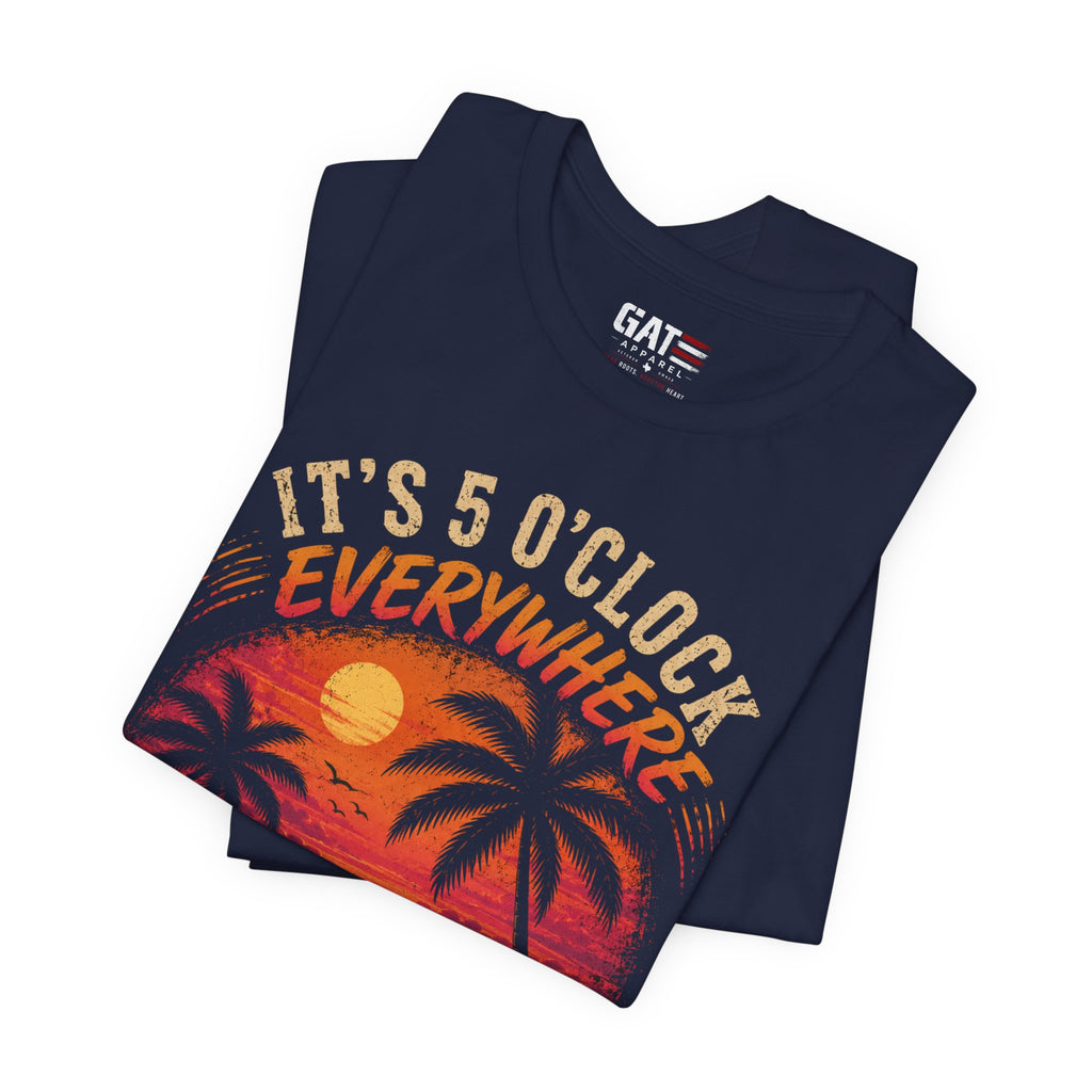 Retired Paradise T-Shirt - "It's 5 O'Clock Everywhere" Sunset Beach Tee