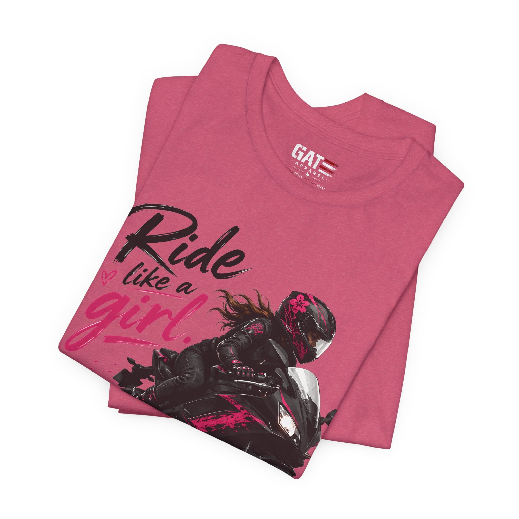 Ride Like A Girl Shirt, Women Motorcycle Rider Tee, Pink Biker Shirt, Moto Girl Gift, Sport Bike Shirt, Female Rider Tee
