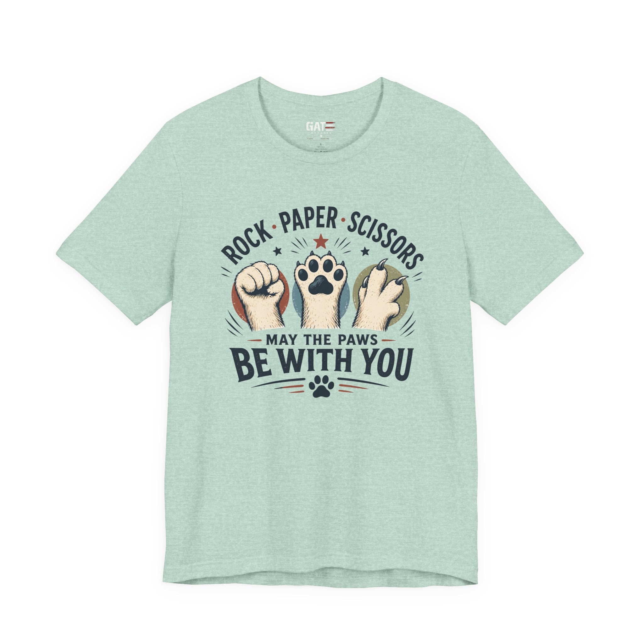 Rock Paper Scissors Cat Shirt, May The Paws Be With You Tee, Funny Cat Lover Gift, Cute Pet Paw Graphic Tee, Cat Mom Dad Shirt