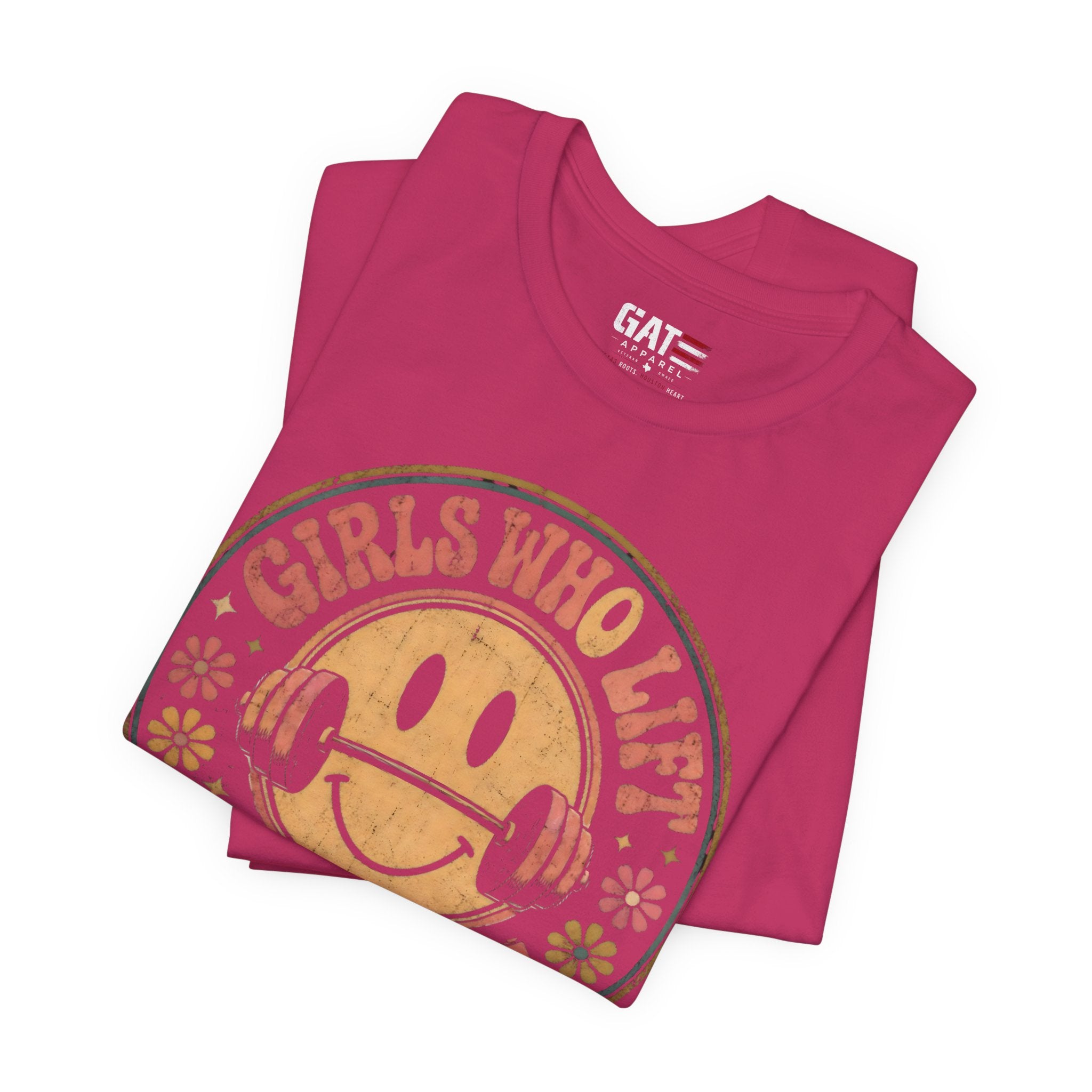 Girls Who Lift Don't Quit Shirt, Retro Smiley Face Gym Tee, Cute Fitness Shirt, Weightlifting Shirt, Workout Gift for Women