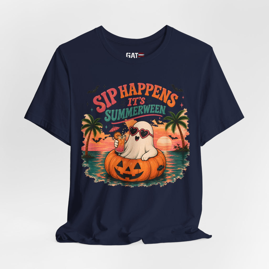 Summerween Shirt, Spooky Beach Shirt, Ghost Beach Tee, Halloween Beach Shirt, Coastal Halloween Tee, Tropical Ghost Shirt