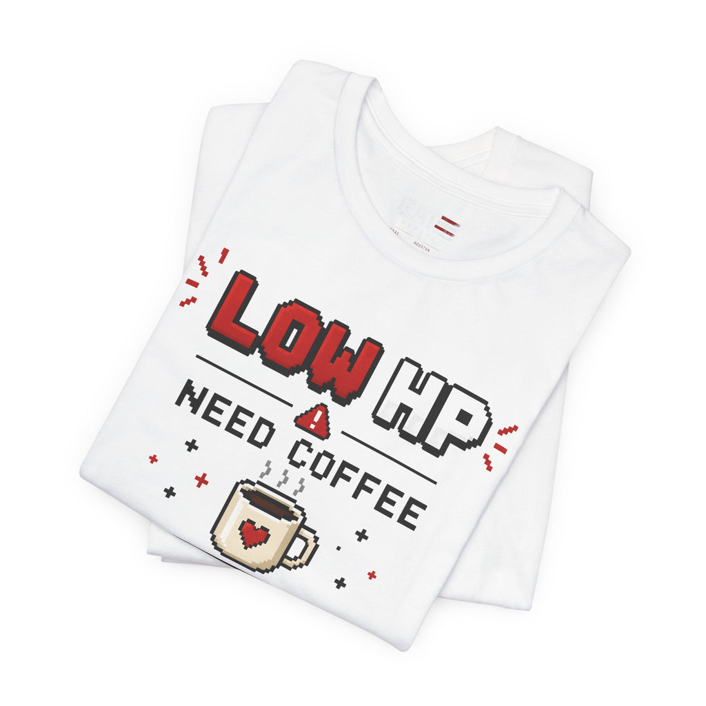 Funny Coffee Lover Shirt, Gamer Coffee Tee, Retro Pixel Art Shirt, Caffeine Addict Gift, Gaming T-Shirt