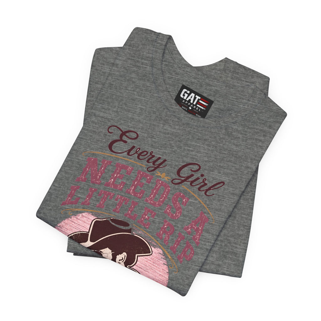 Every Girl Needs A Little Rip In Their Jeans Pink Text Shirt | Dutton Ranch| Yellowstone Inspire Shirt