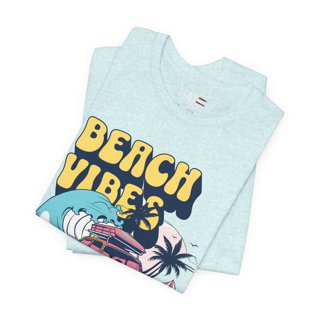 Beach Vibes Shirt, Retro Beach Tee, Vintage Summer Shirt, Coastal Vacation T Shirt, Surf Car Graphic Tee, Groovy Beach Lover Gift