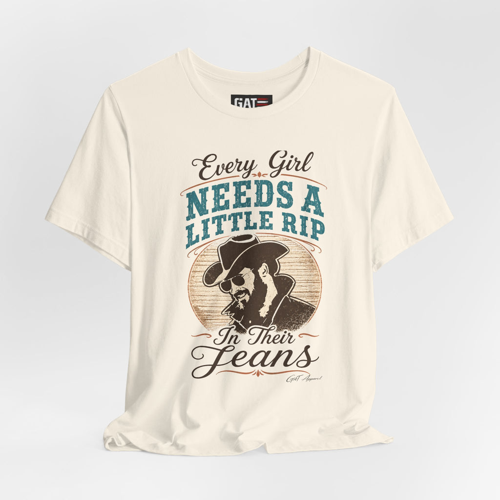 Every Girl Needs A Little Rip In Their Jeans Blue Text Shirt |Dutton Ranch | Yellowstone Inspired Shirt