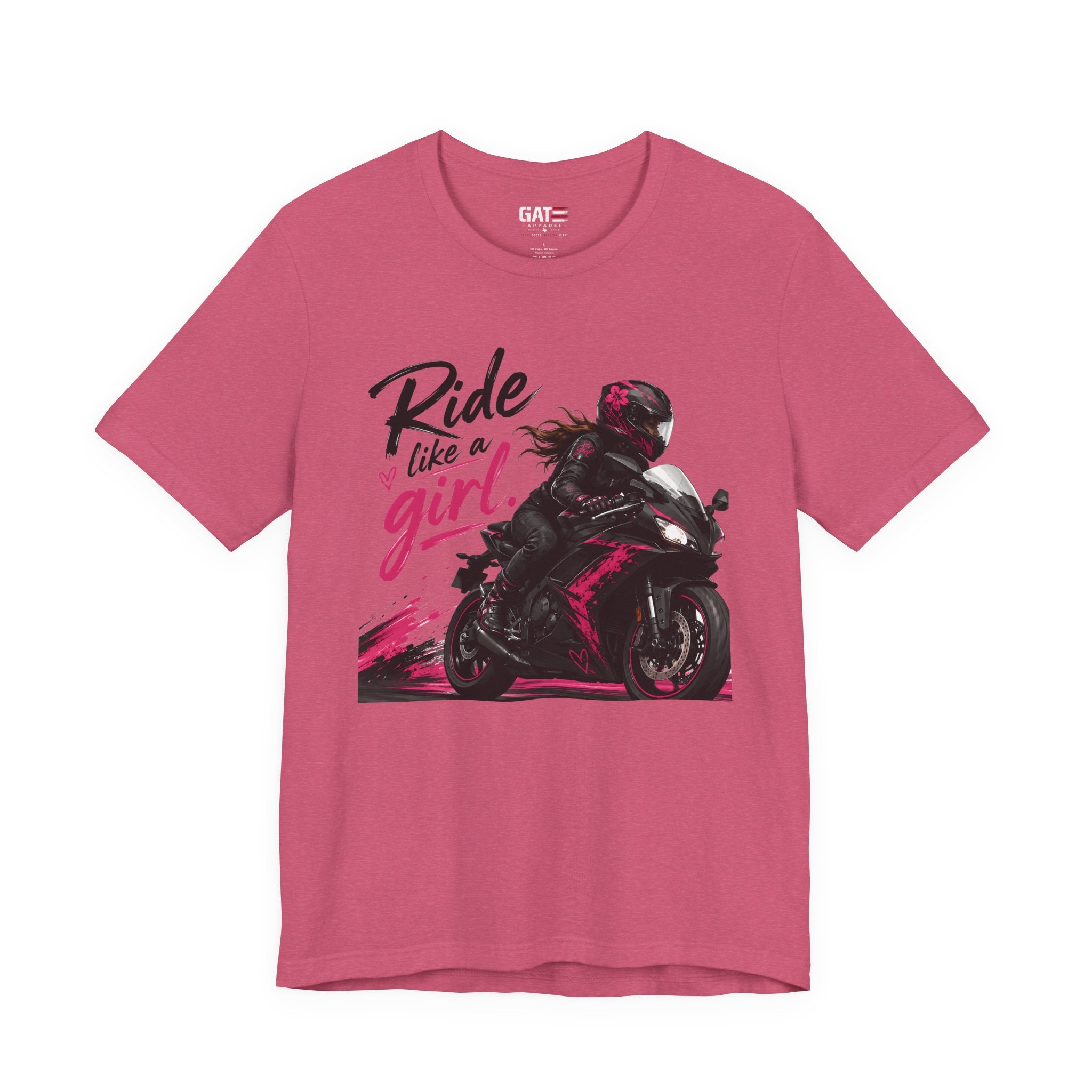 Ride Like A Girl Shirt, Women Motorcycle Rider Tee, Pink Biker Shirt, Moto Girl Gift, Sport Bike Shirt, Female Rider Tee