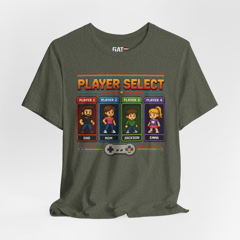 Personalized Gamer Family Shirt, Custom Family Gaming Shirt, Retro Video Game Family Tee, Gamer Dad Mom Kids Gift Shirt