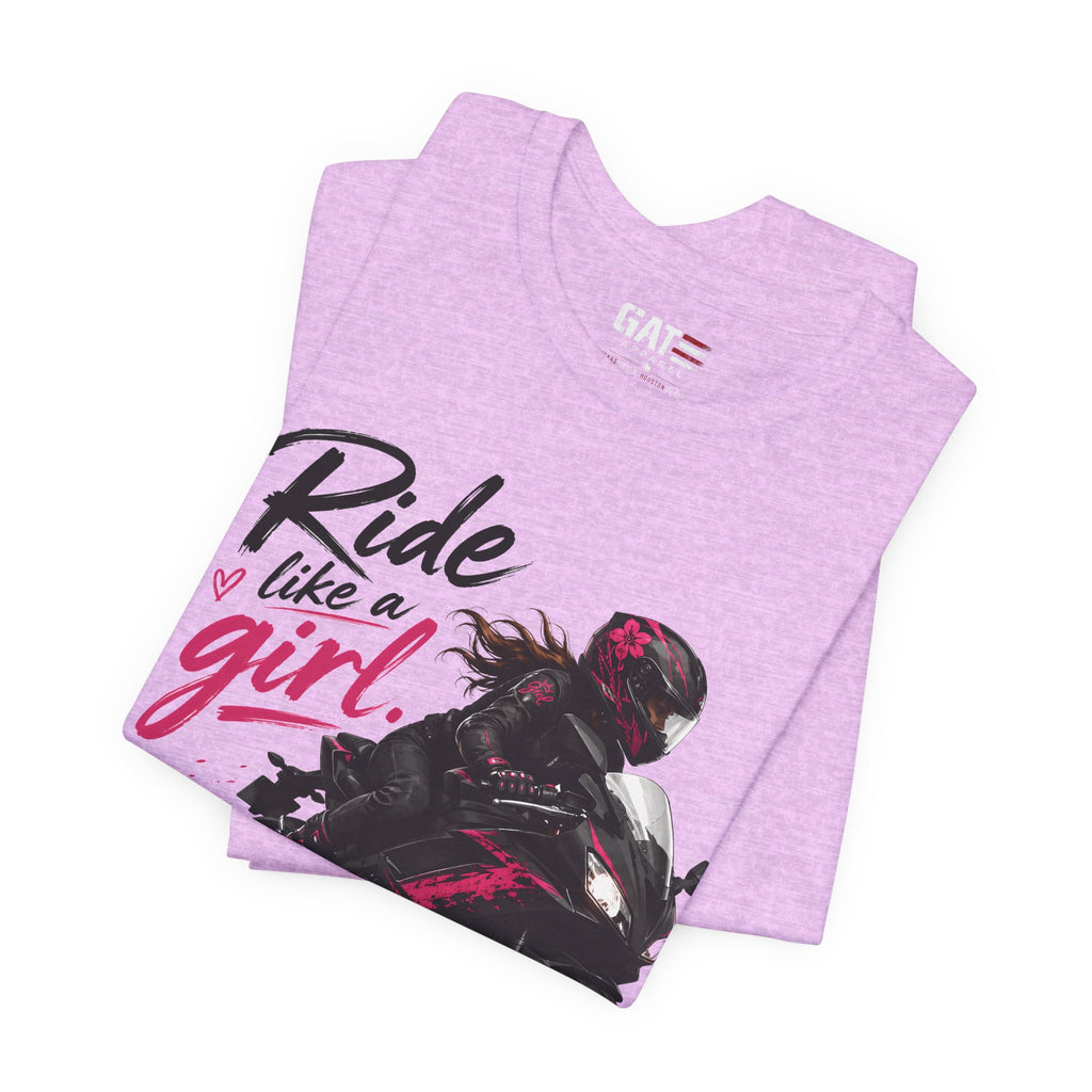 Ride Like A Girl Shirt, Women Motorcycle Rider Tee, Pink Biker Shirt, Moto Girl Gift, Sport Bike Shirt, Female Rider Tee