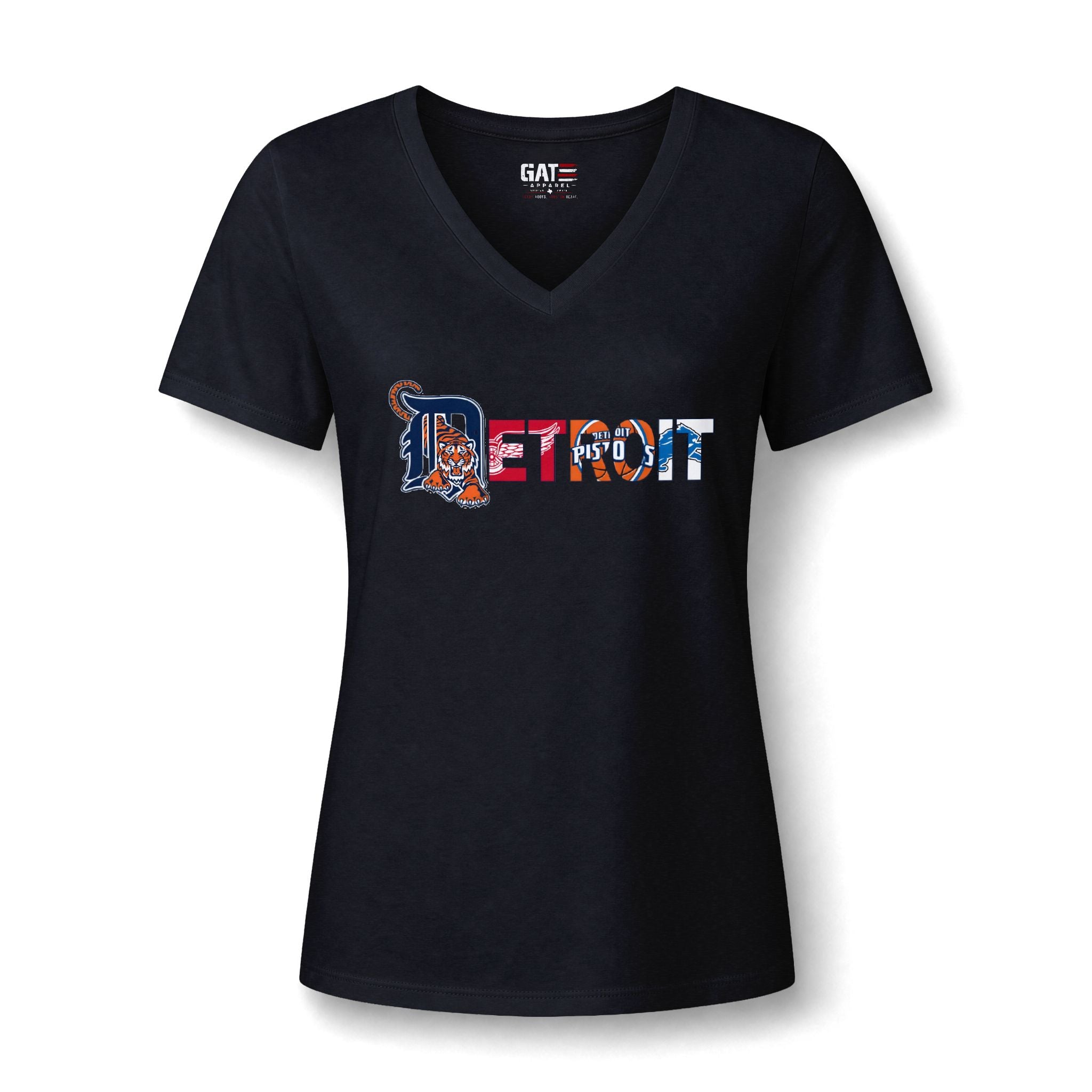 Detroit Sports Team Script V-Neck Tee