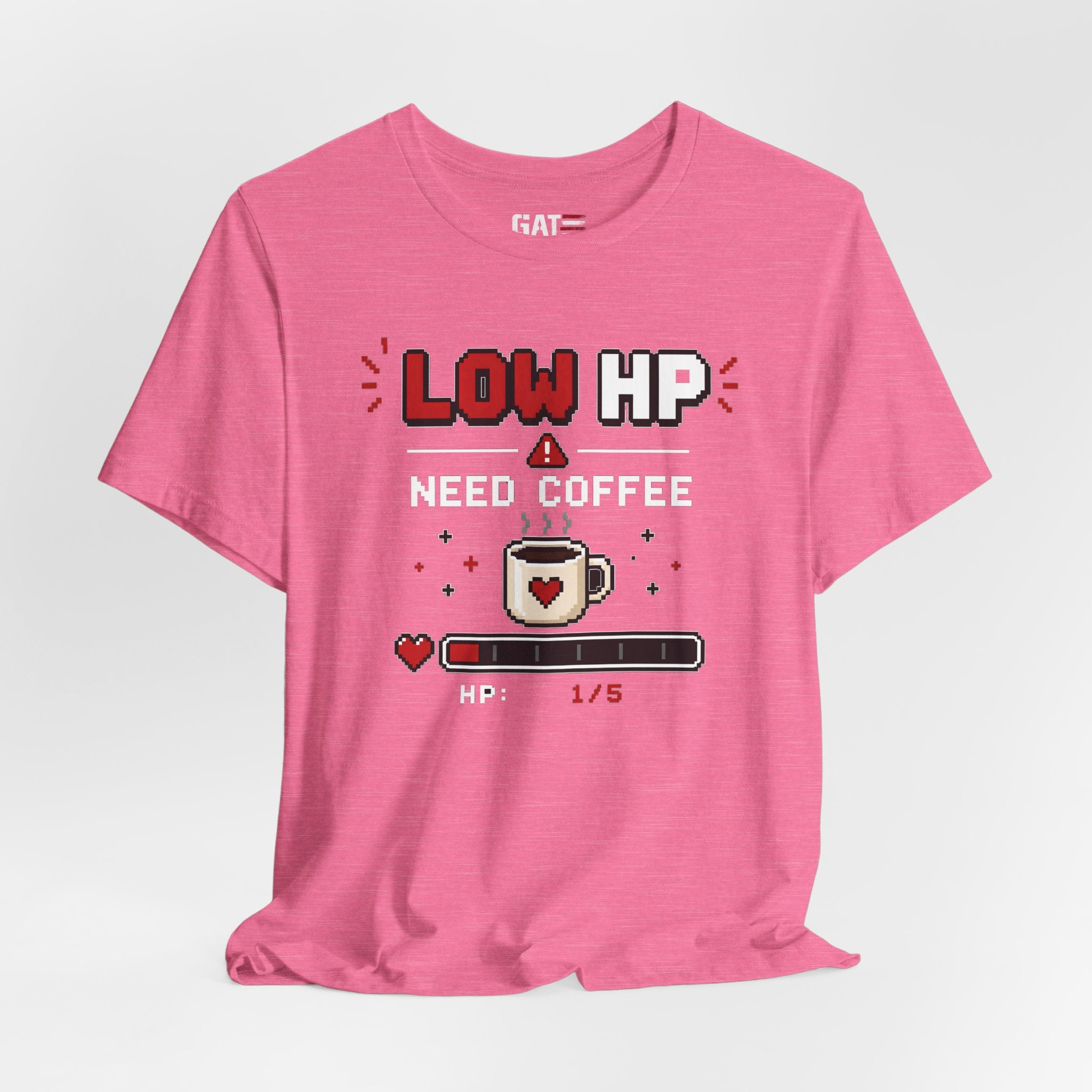 Funny Coffee Lover Shirt, Gamer Coffee Tee, Retro Pixel Art Shirt, Caffeine Addict Gift, Gaming T-Shirt