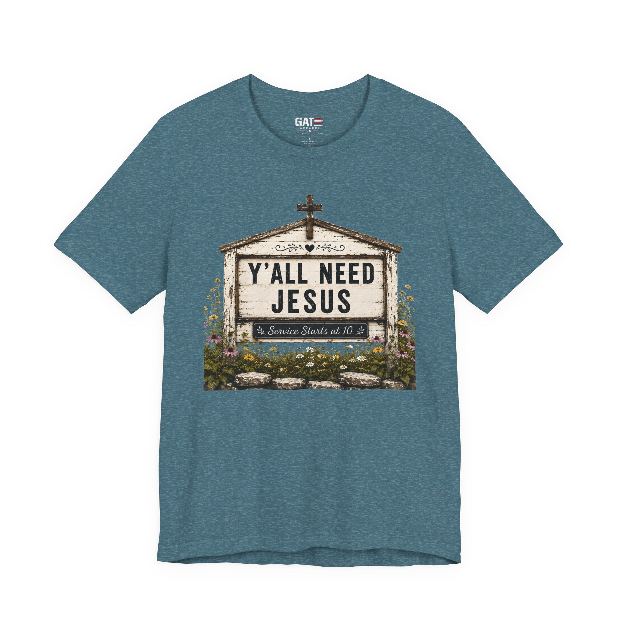 Y'all Need Jesus, Christian Shirt for Women, Rustic Faith Graphic Tee, Country Western Shirt, Farmhouse Christian Gift, Cowgirl Church Tee