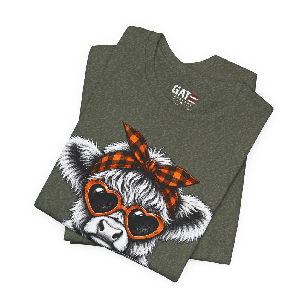 Cute cow autumn graphic tee mockup