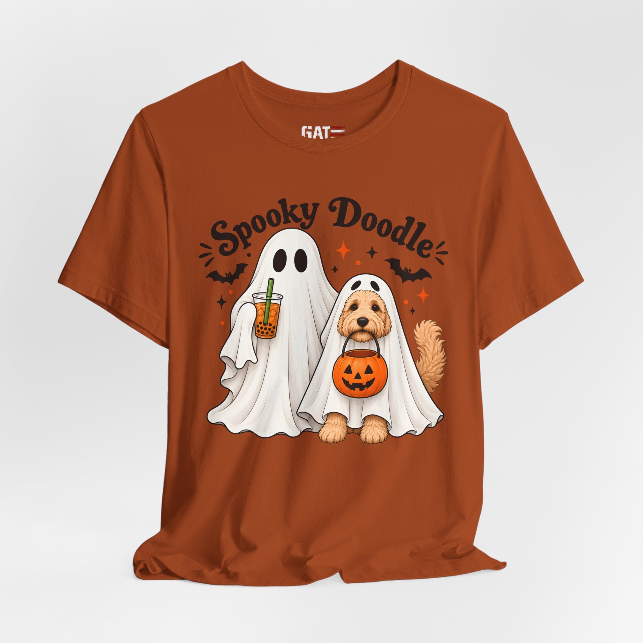Spooky Doodle Halloween T-Shirt — Ghost & Doodle Dog Pumpkin Costume