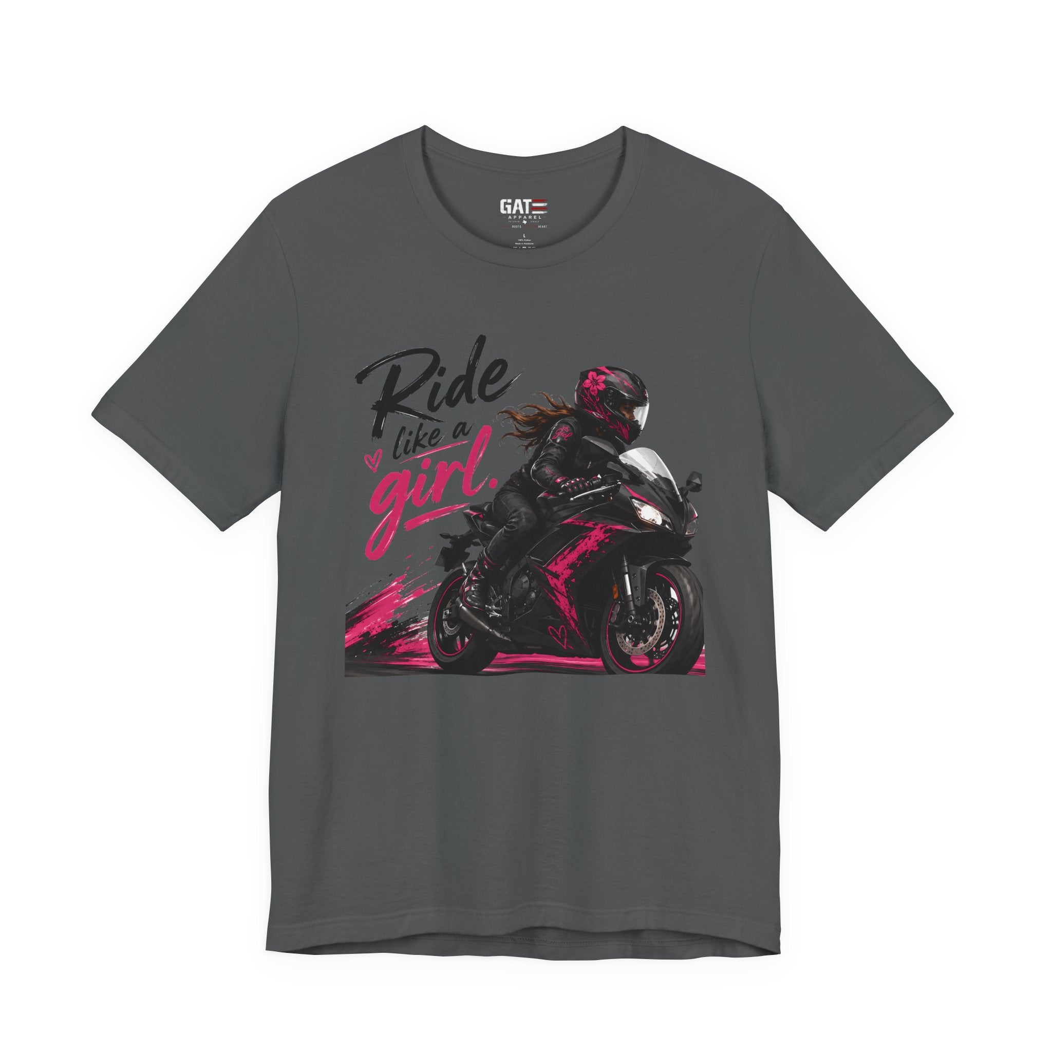 Ride Like A Girl Shirt, Women Motorcycle Rider Tee, Pink Biker Shirt, Moto Girl Gift, Sport Bike Shirt, Female Rider Tee