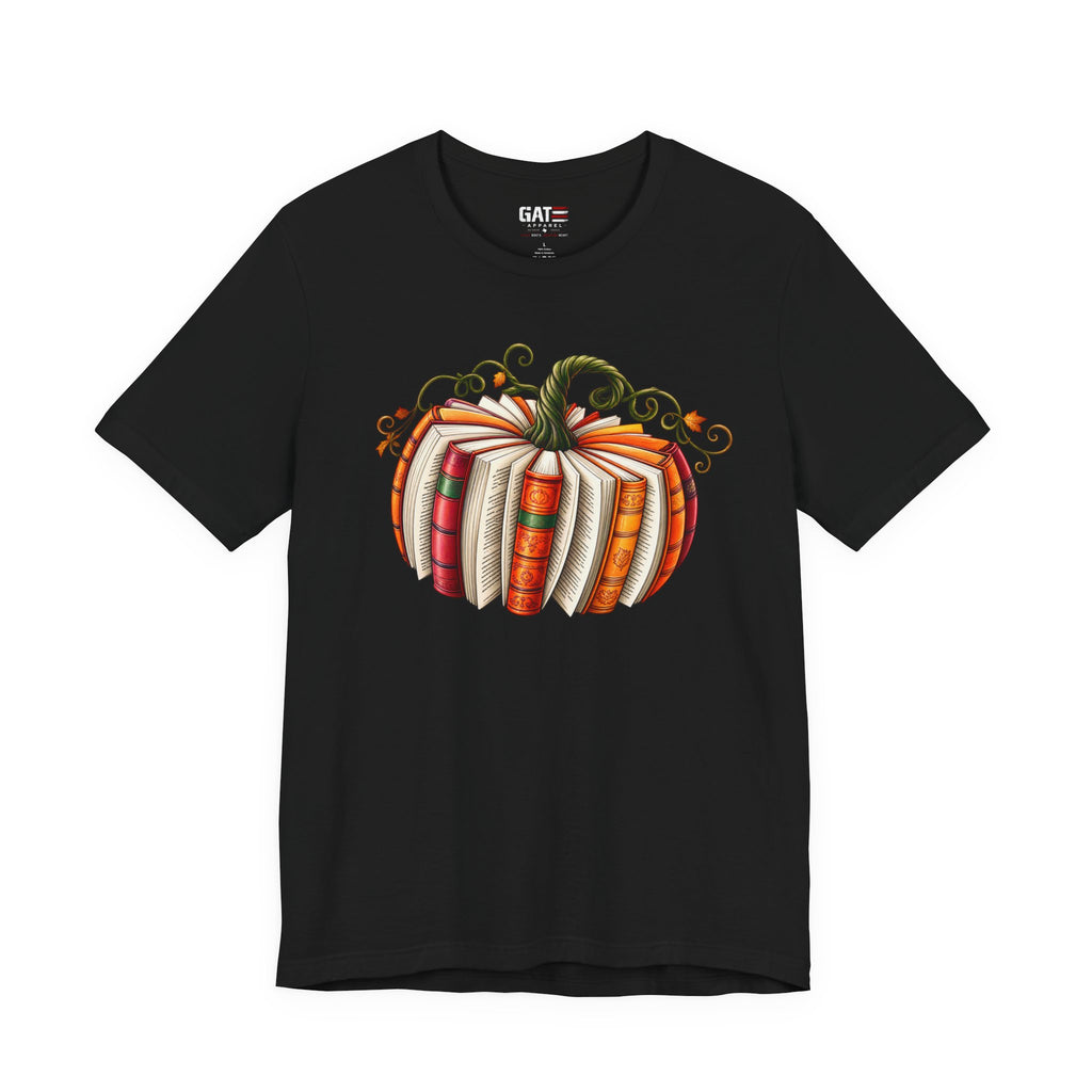 Fall Book Lover Shirt – Pumpkin Books Graphic Tee – product photo
