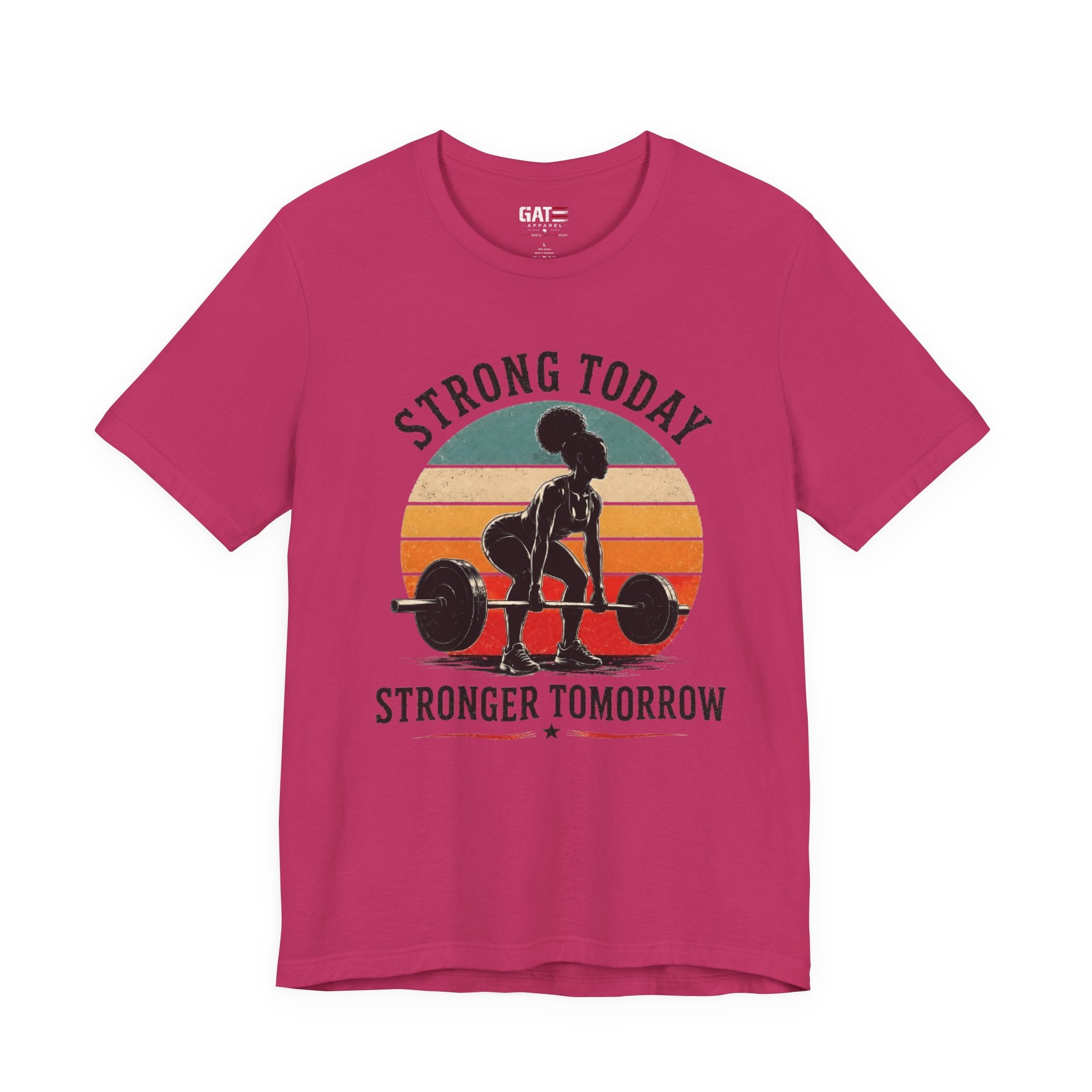 Strong Today Stronger Tomorrow Shirt, Women's Gym Shirt, Retro Weightlifting Tee, Fitness Gift for Women