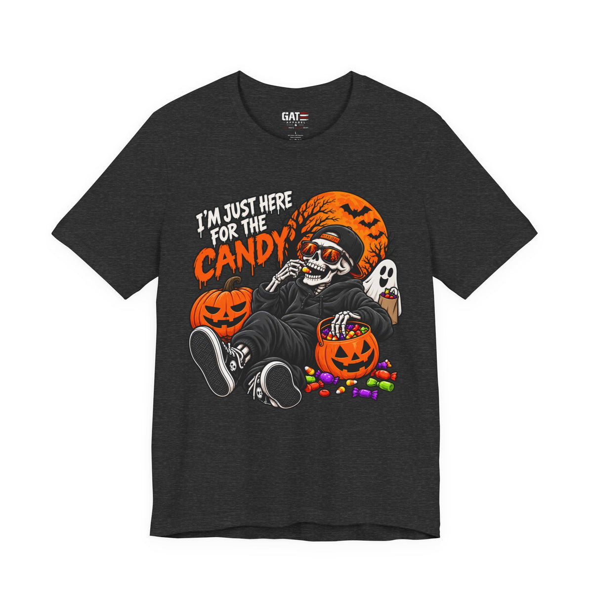I'm Just Here for the Candy Halloween Skull Shirt | Spooky Tee