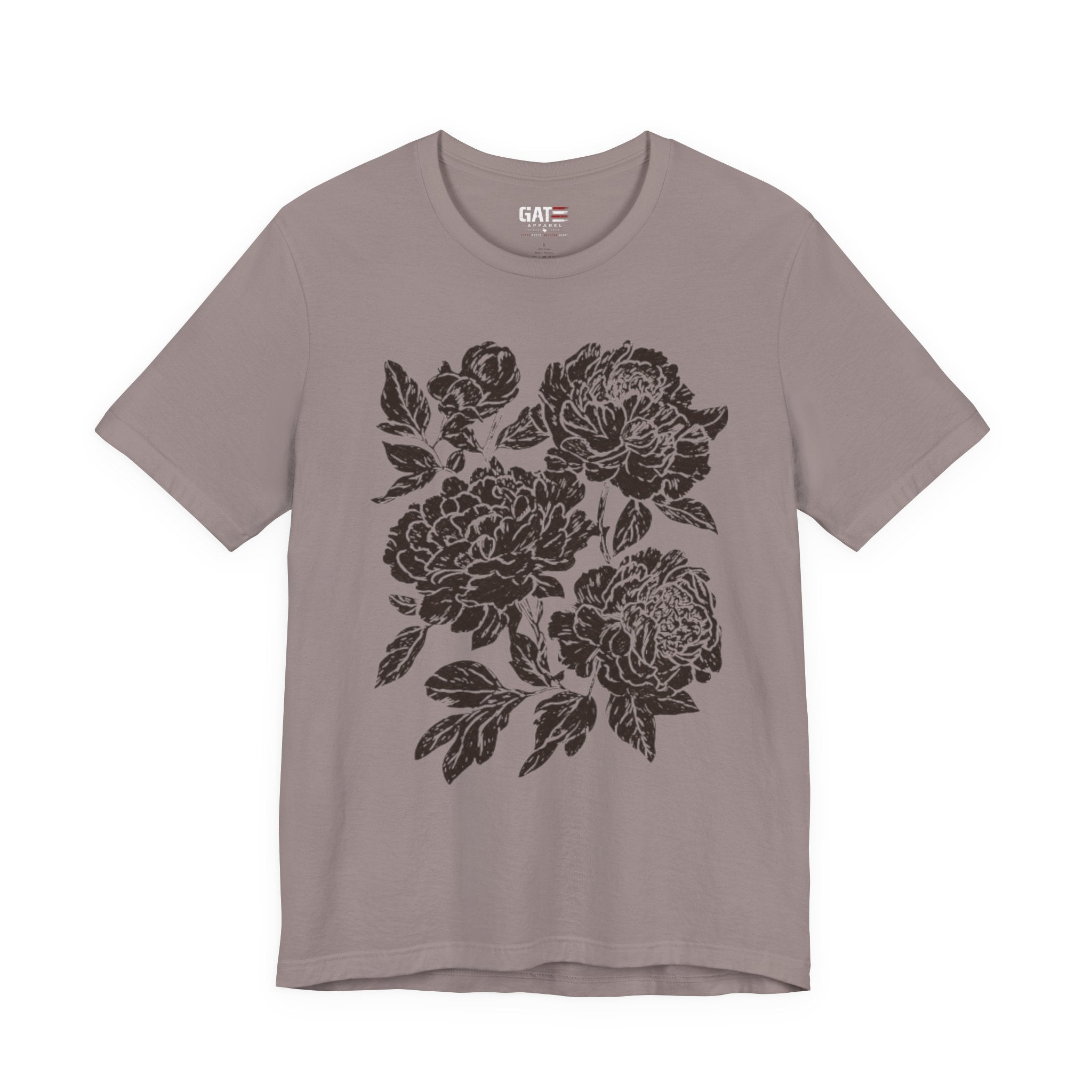 Floral Peony Tee — Vintage Black Rose Bouquet Graphic T-Shirt