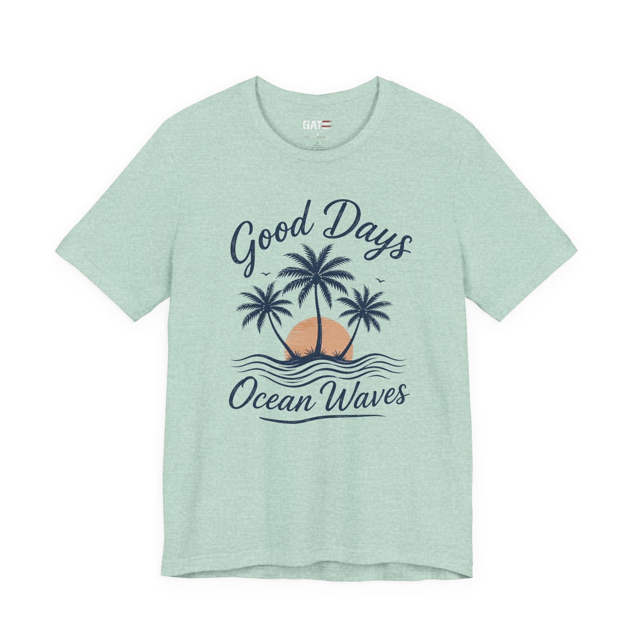 Ocean Waves T-Shirt — "Good Days" Beach Palm Sunset Tee