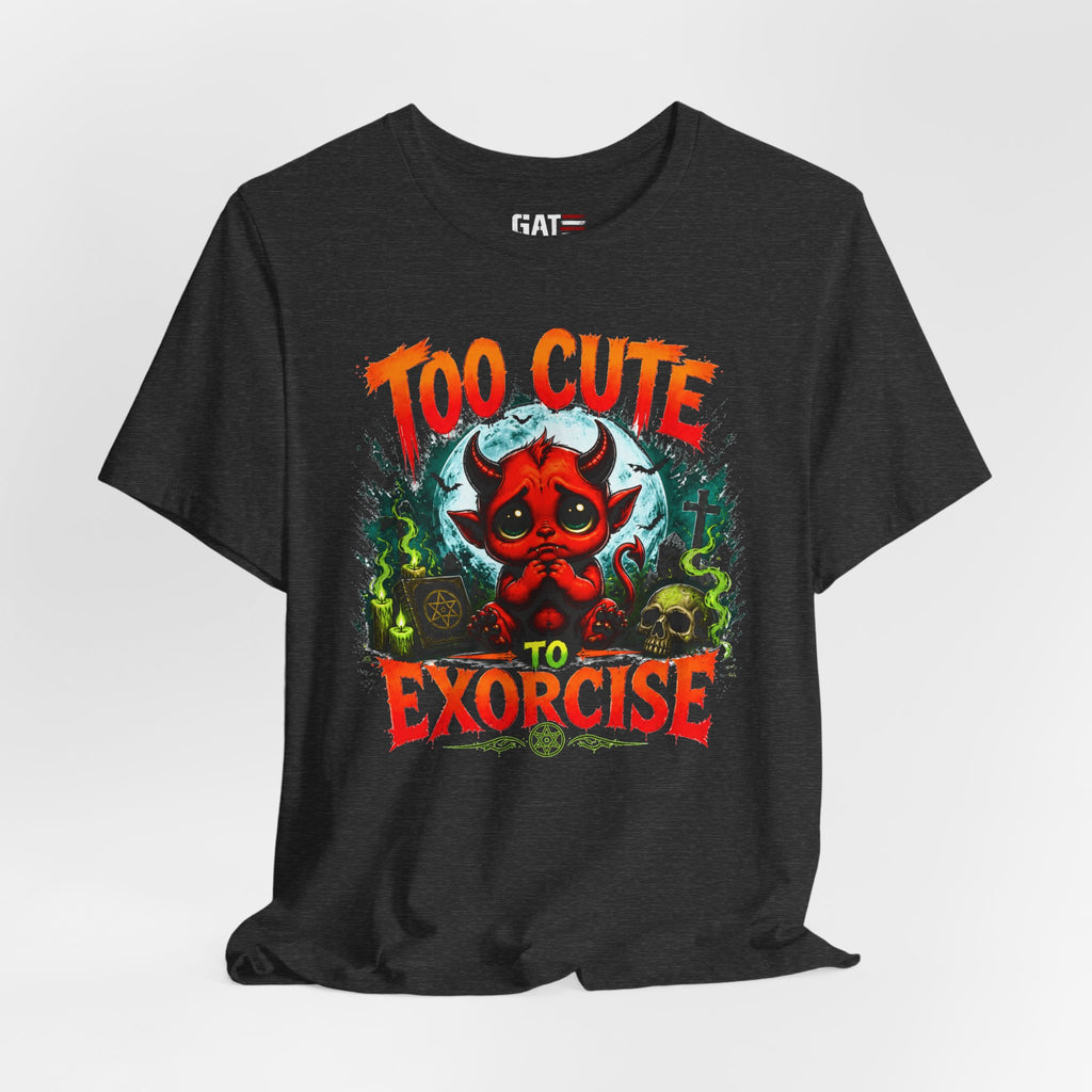 Too Cute to Exorcise T-Shirt — Cute Devil Graphic Tee (Halloween)