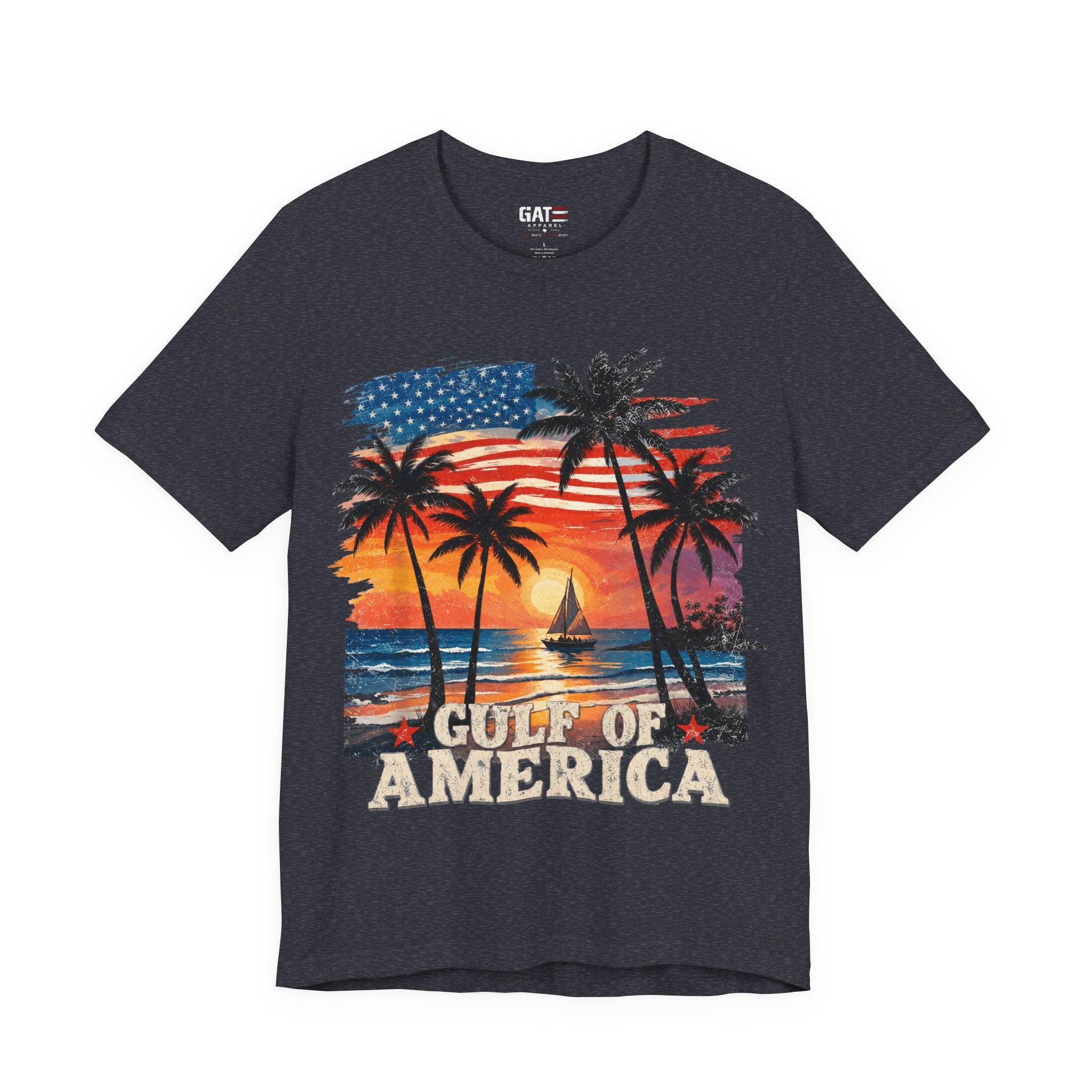 Gulf of America Sunset T-Shirt — Patriotic Palm Beach Tee