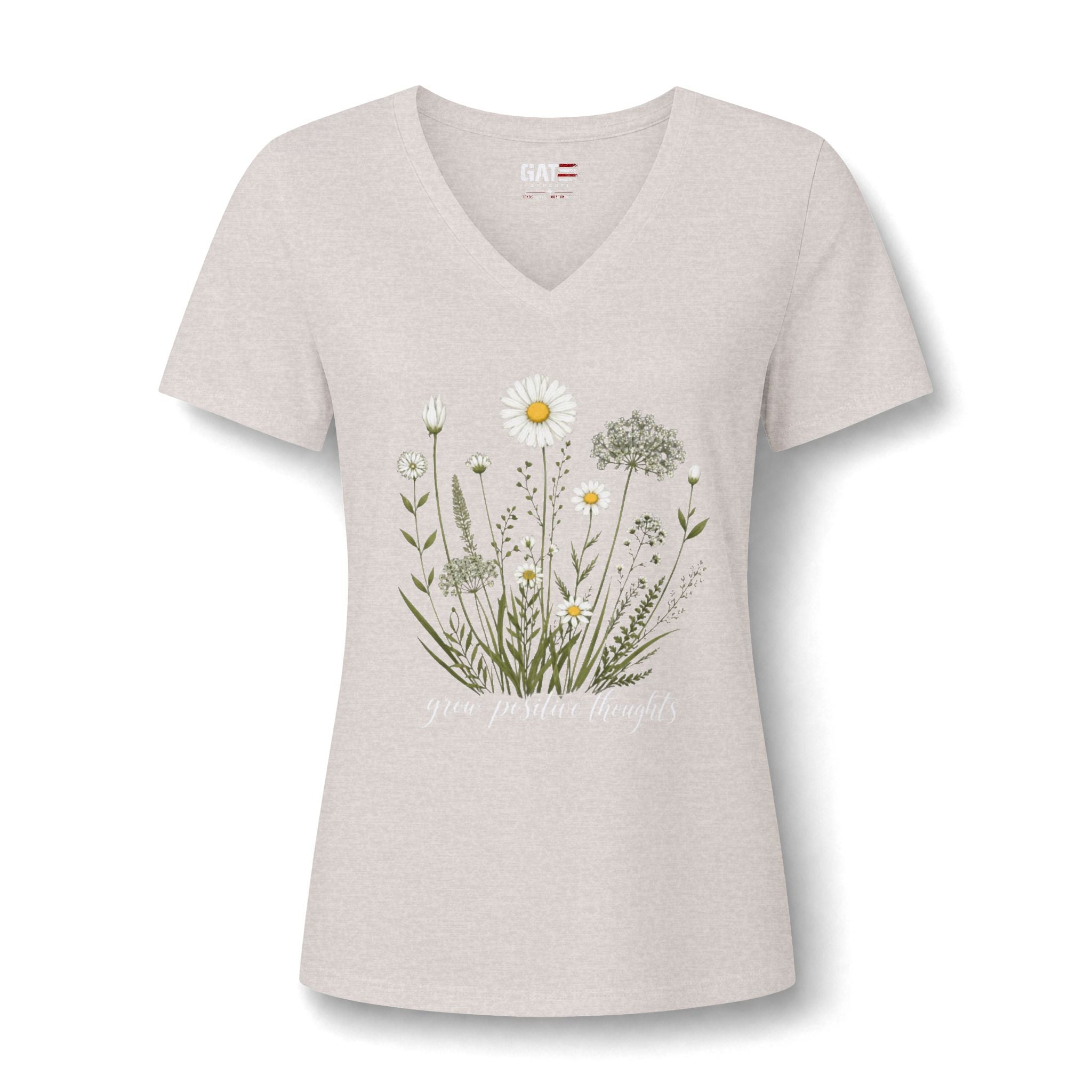 Daisy Wildflower V-Neck Tee — Give Positive Thoughts Floral Women's Shirt