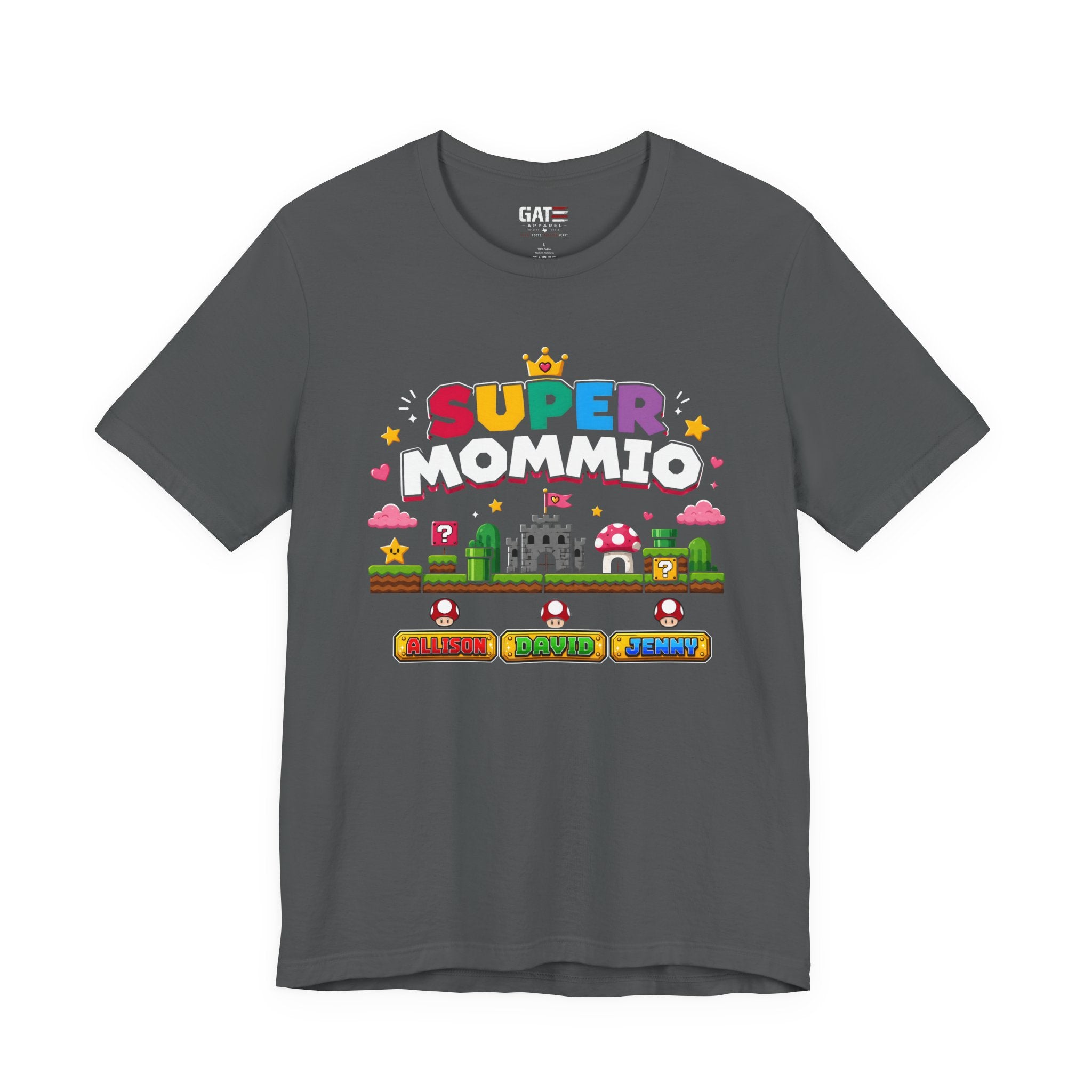 Super Mommio pixel game design T-Shirt | Retro video game mom tee