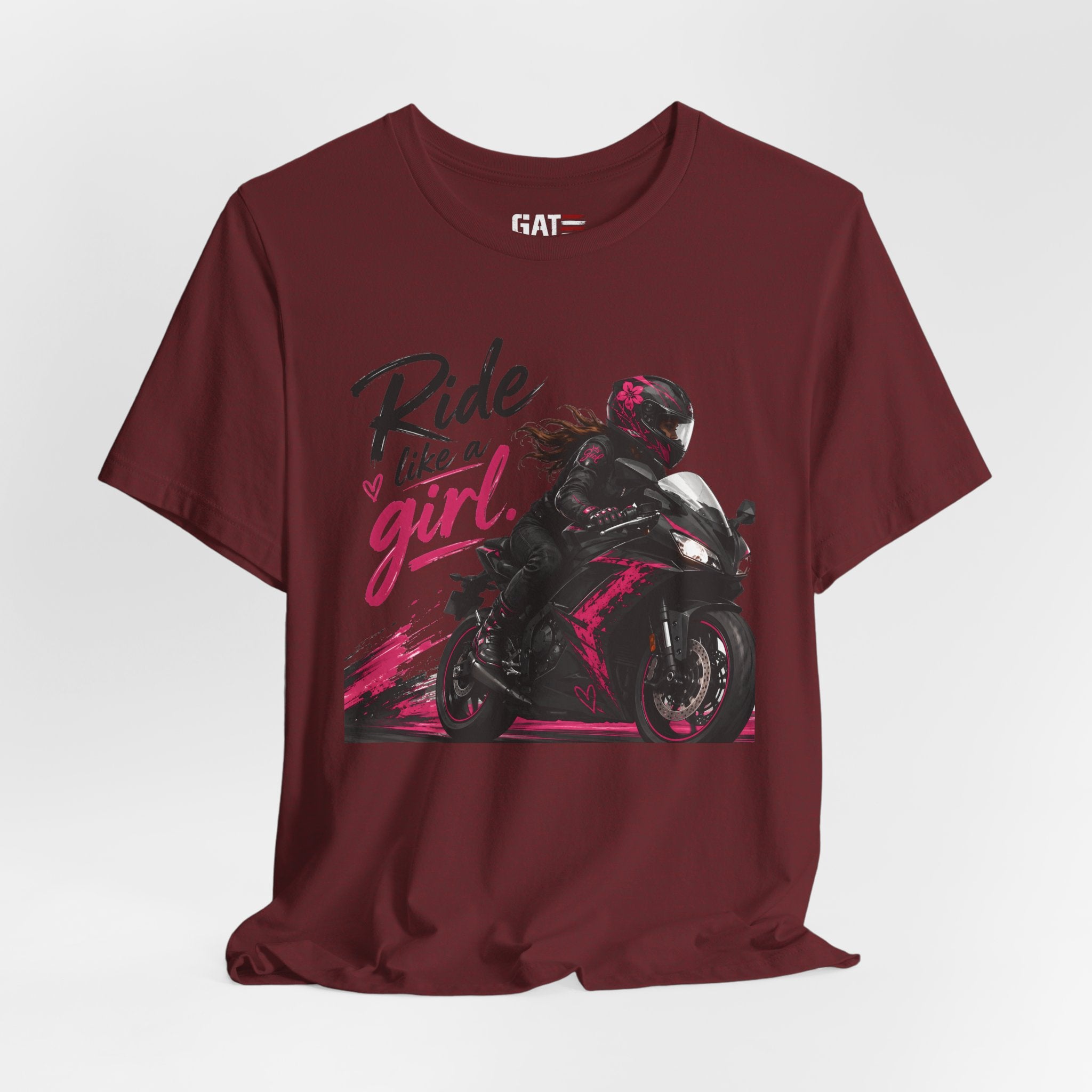 Ride Like A Girl Shirt, Women Motorcycle Rider Tee, Pink Biker Shirt, Moto Girl Gift, Sport Bike Shirt, Female Rider Tee
