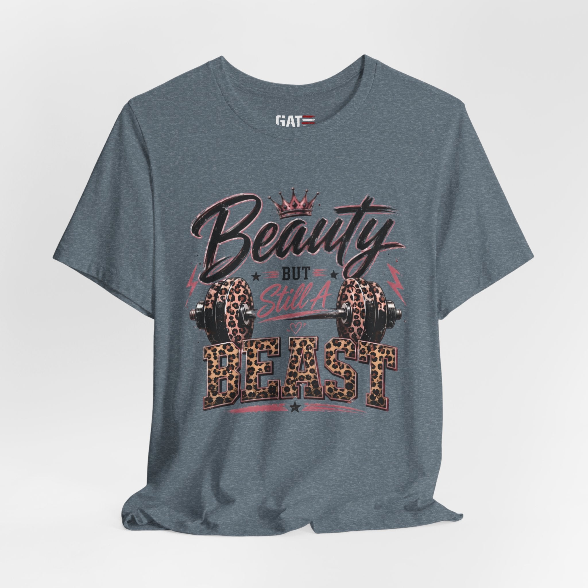 Beauty But Still A Beast Shirt, Women's Gym Shirt, Leopard Print Workout Tee, Fitness Shirt for Her