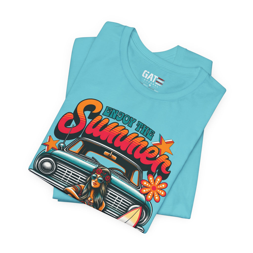 Enjoy The Summer Shirt, Retro Beach Tee, Vintage Surf Shirt, Hippie Summer T Shirt, Boho Vacation Shirt, Groovy Summer Graphic Tee