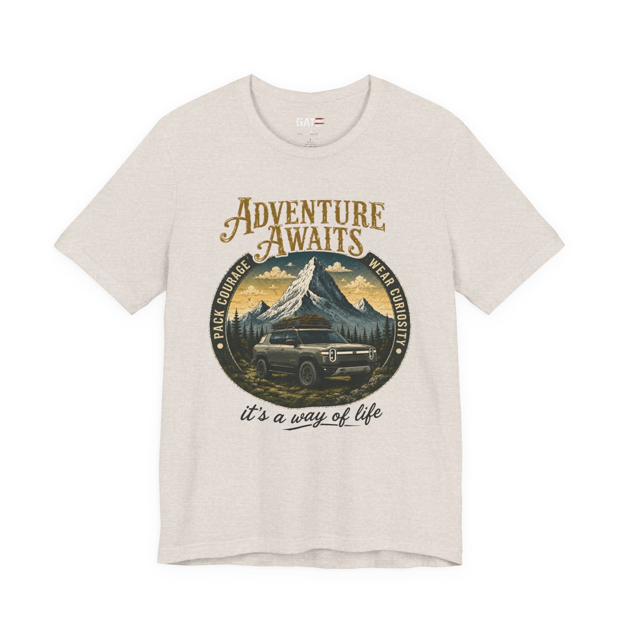 Adventure Awaits Shirt, Rivian Camping, Mountain Adventure Tee, Overlanding Shirt, Off Road SUV Graphic Tee, Outdoor, Nature Lover Shirt