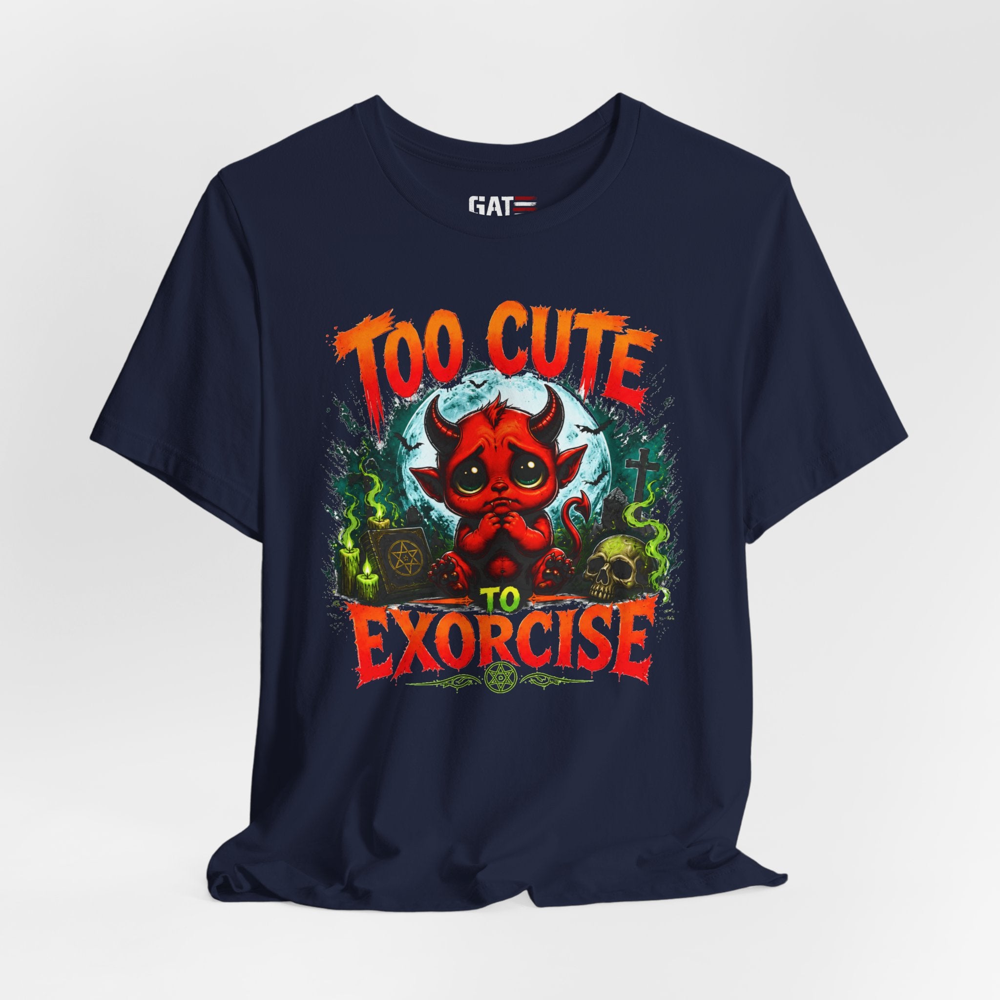 Too Cute to Exorcise T-Shirt — Cute Devil Graphic Tee (Halloween)