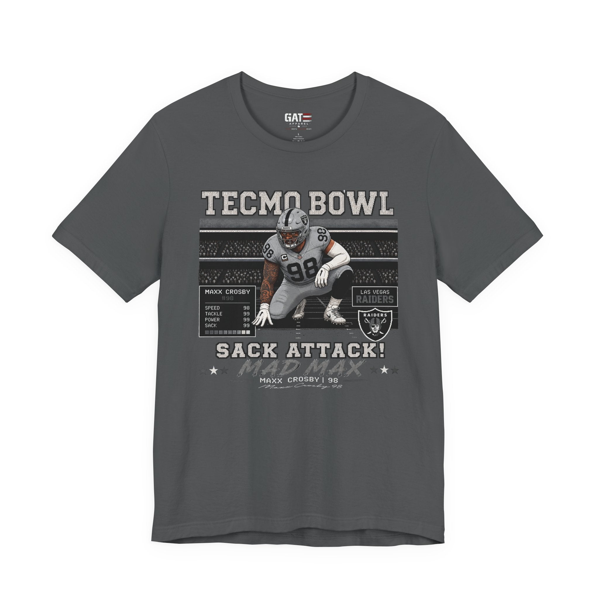 Mad Maxx Crosby Tecmo Bowl Shirt Retro Tecmo Football Tee Vintage Pixel Art Las Vegas Defense Fan Gift Graphic T Shirt