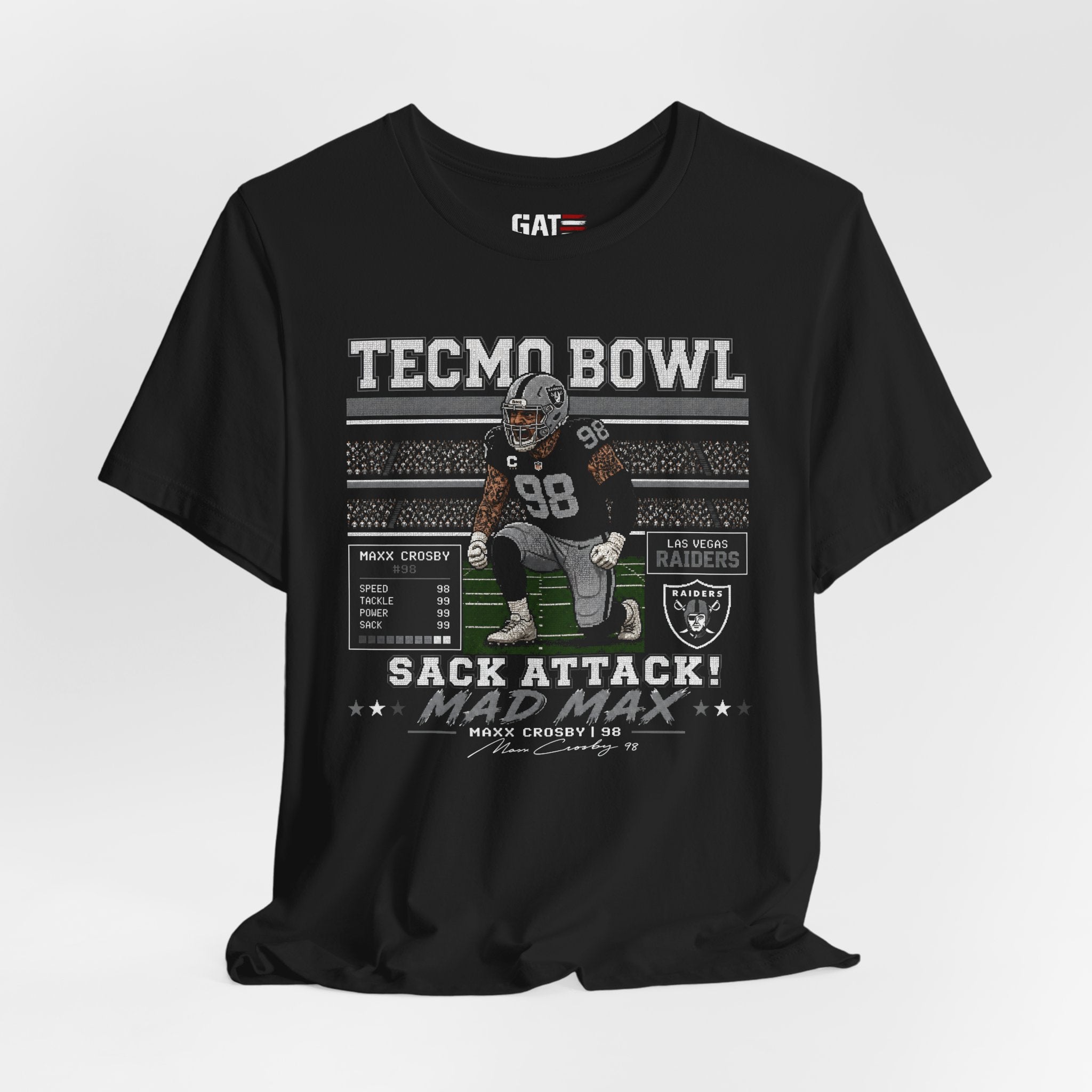 Mad Maxx Crosby Tecmo Bowl Shirt Retro Tecmo Football Tee Vintage Pixel Art Las Vegas Defense Fan Gift Graphic T Shirt