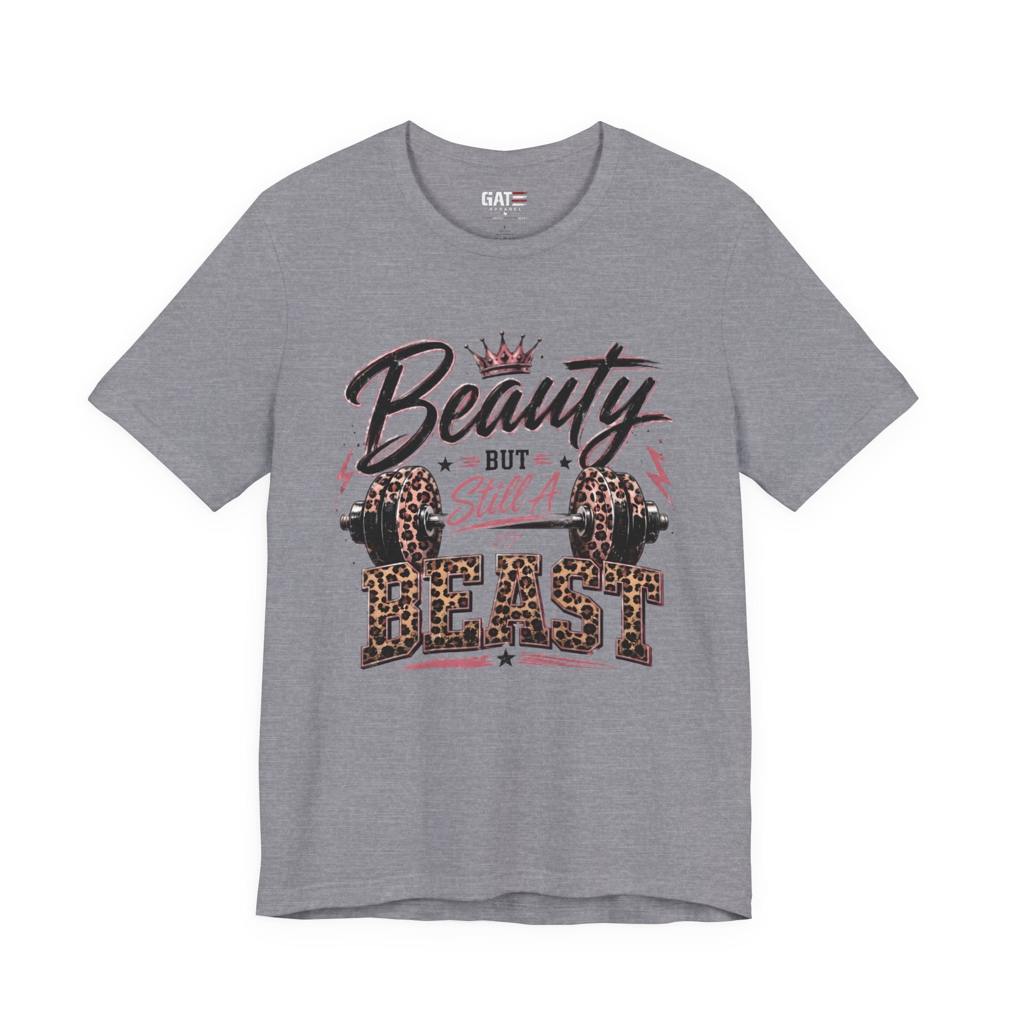 Beauty But Still A Beast Shirt, Women's Gym Shirt, Leopard Print Workout Tee, Fitness Shirt for Her