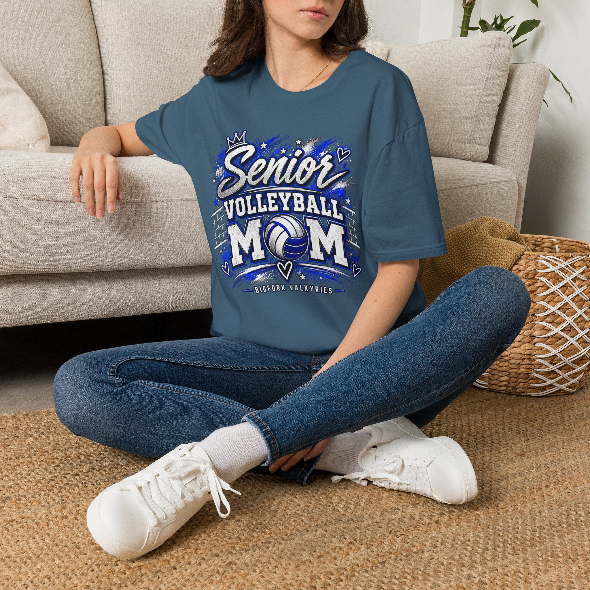 Volleyball Mom Senior Player Photo Tee — Custom Photo Team Name and Number